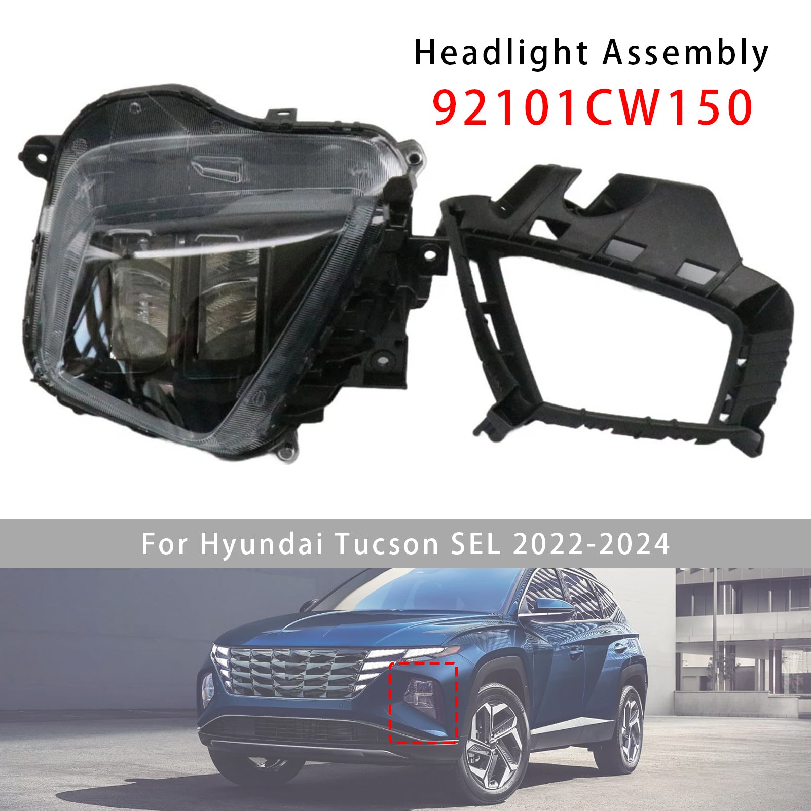 Front Left LED Headlight 92101CW150 For Hyundai Tucson SEL 2022-2024