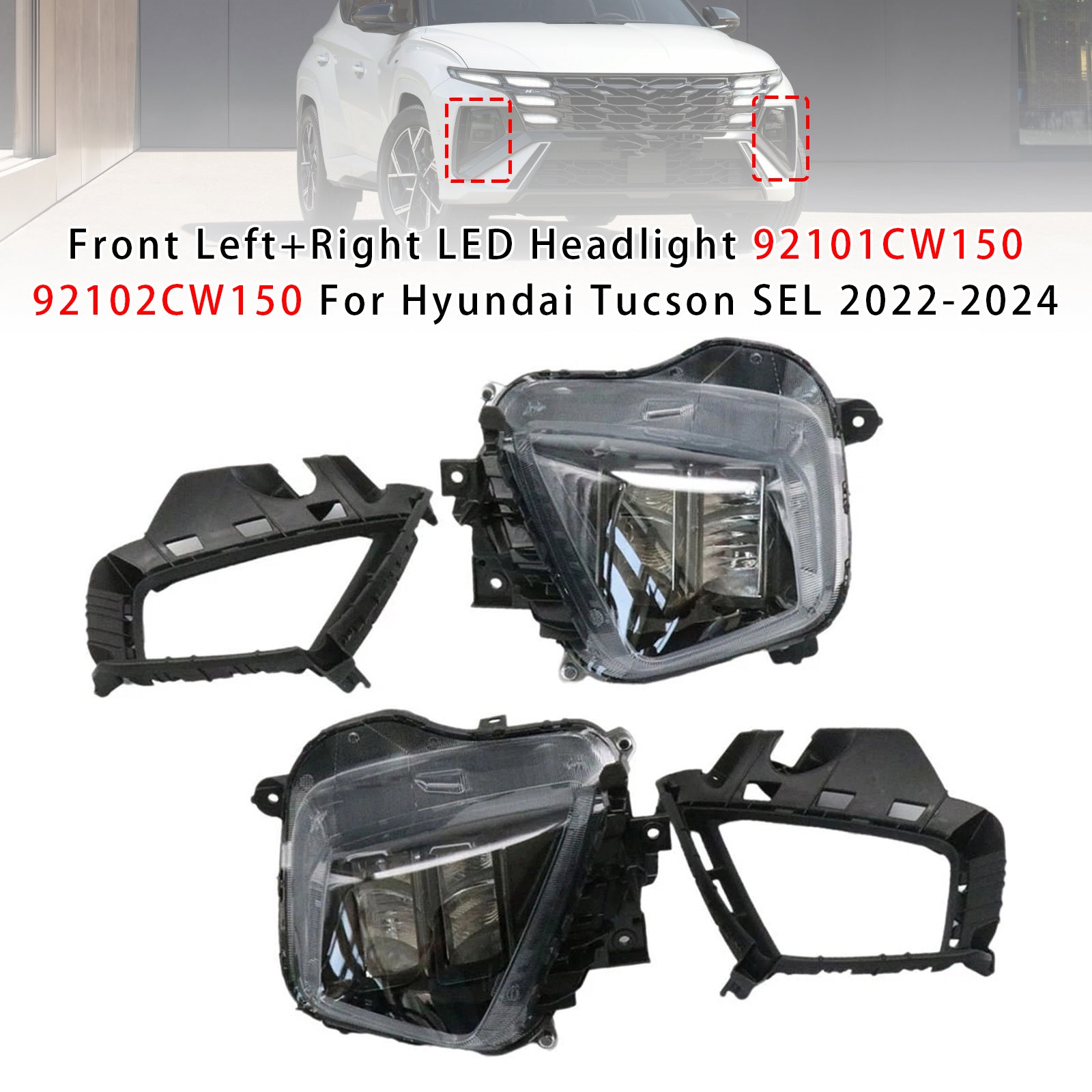 Front Left+Right Led Headlight For Hyundai Tucson Sel 2022-2024