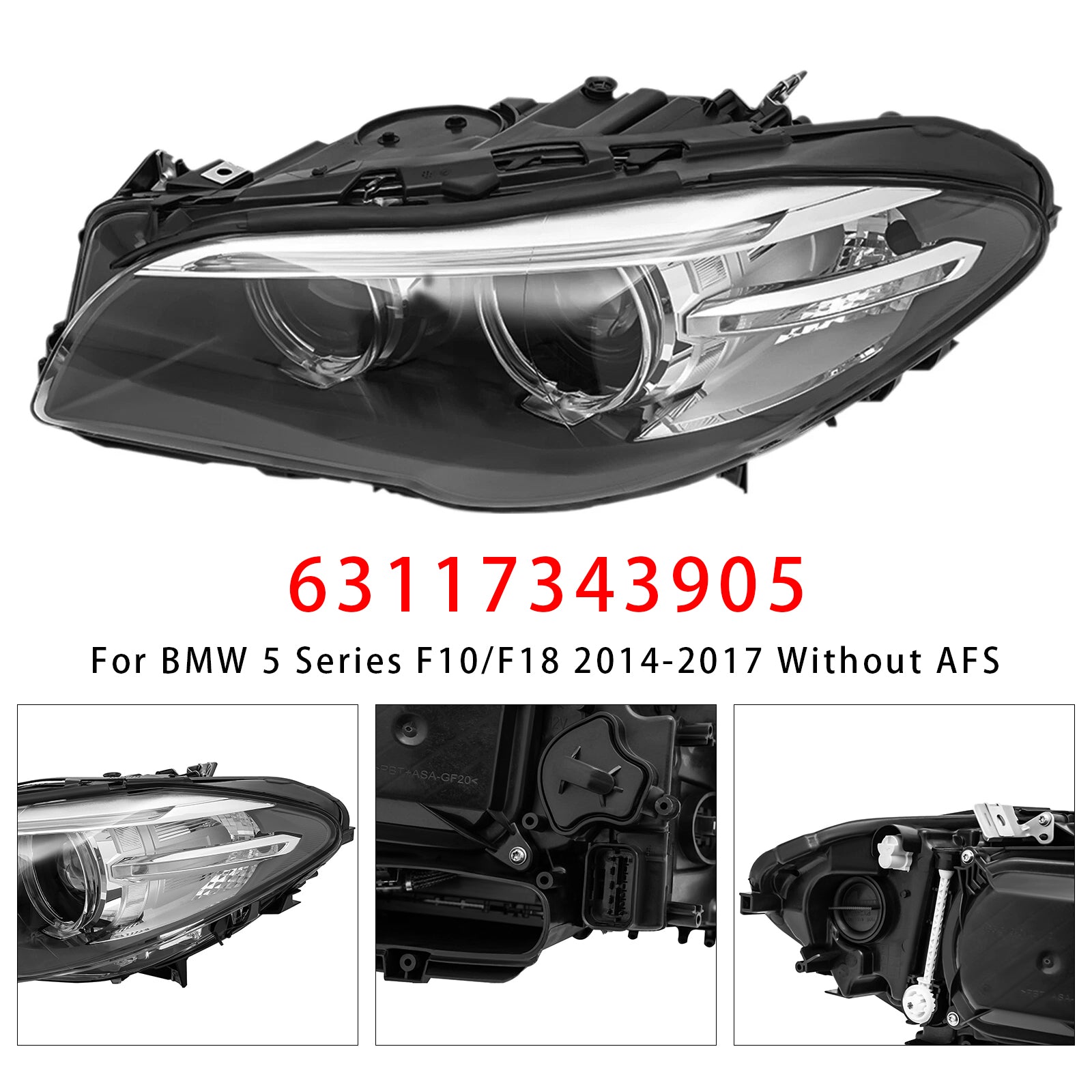 Front Left HID Xenon Headlight W/o AFS For BMW 5Series 528i 535i 2014-2017