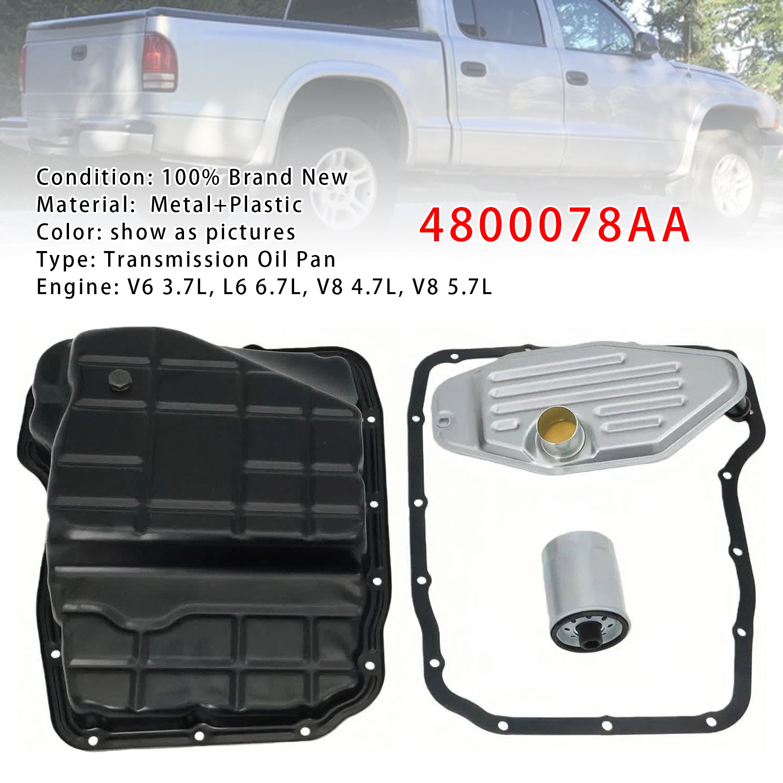 Transmission Oil Pan+Gasket+Filter 4800078AA For Jeep Grand Cherokee Dakota
