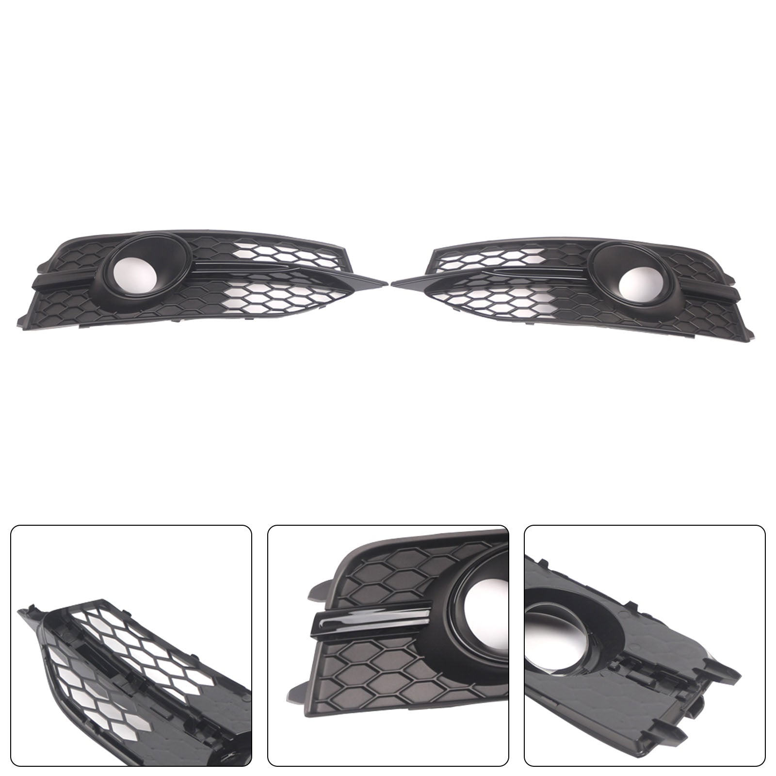 Black Front Bumper Fog Light Grille Cover Bezel Fit Audi S7 A7 S-Line 2012-2015