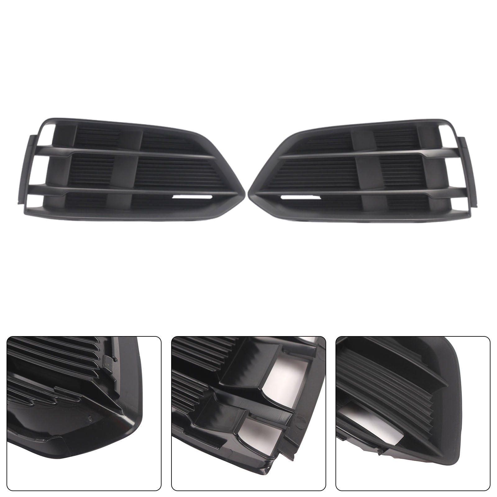 Black Front Bumper Fog Light Grille Grill Cover Bezel Fit Audi A5 2017-2019
