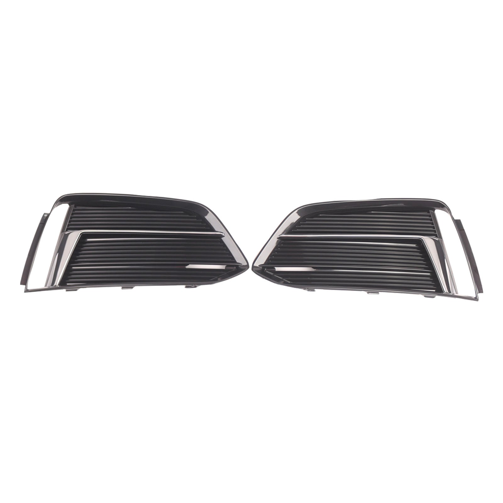 Black/Chrome Front Bumper Fog Light Grille Cover Bezel Fit Audi A5 2017-2019