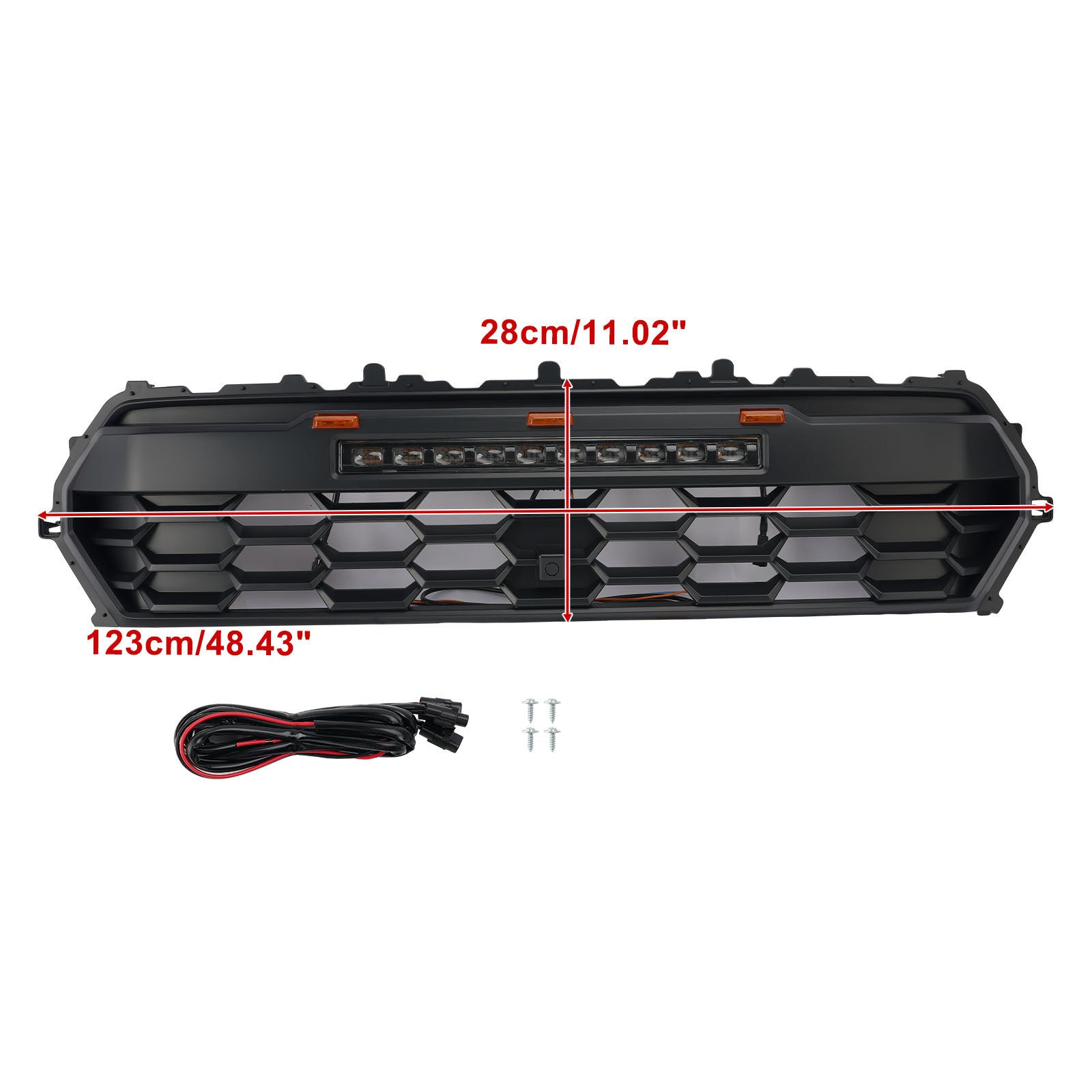 Black Front Bumper Grille Grill Fit Toyota Tacoma 2024+ With Led & Light Bar