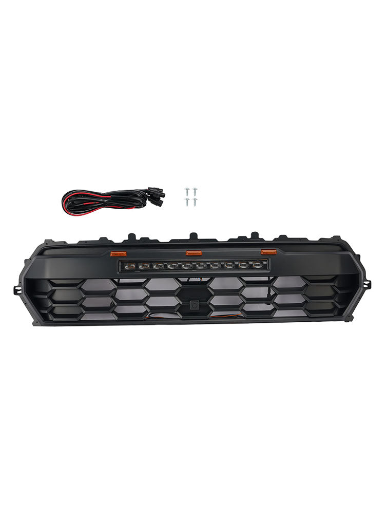 Black Front Bumper Grille Grill Fit Toyota Tacoma 2024+ With Led & Light Bar