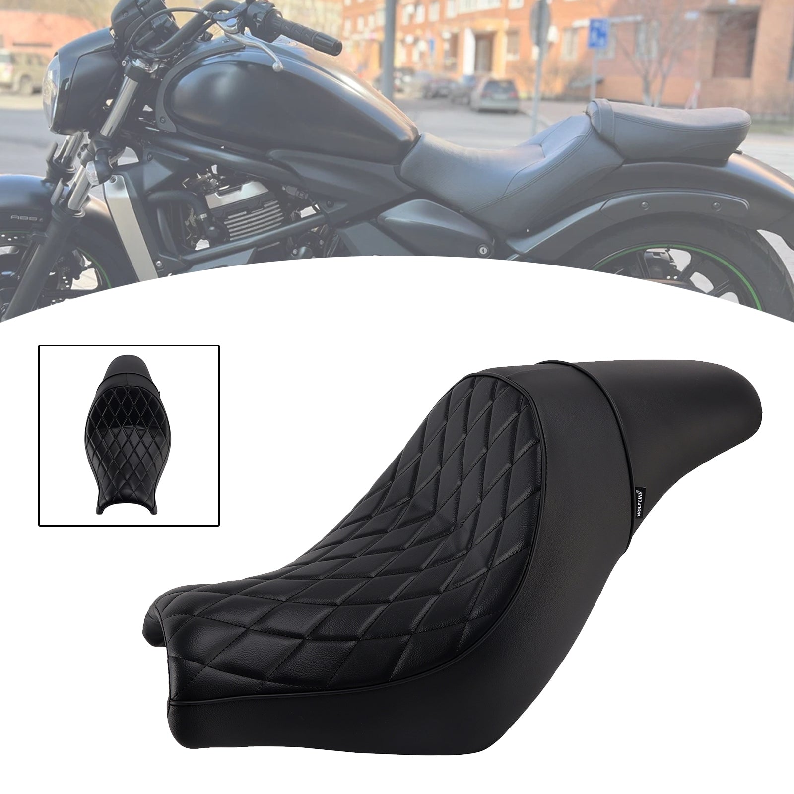 Front Raider Seat Driver Cushion Pu Fit Black For Kawasaki Vulcan S En650 15-25