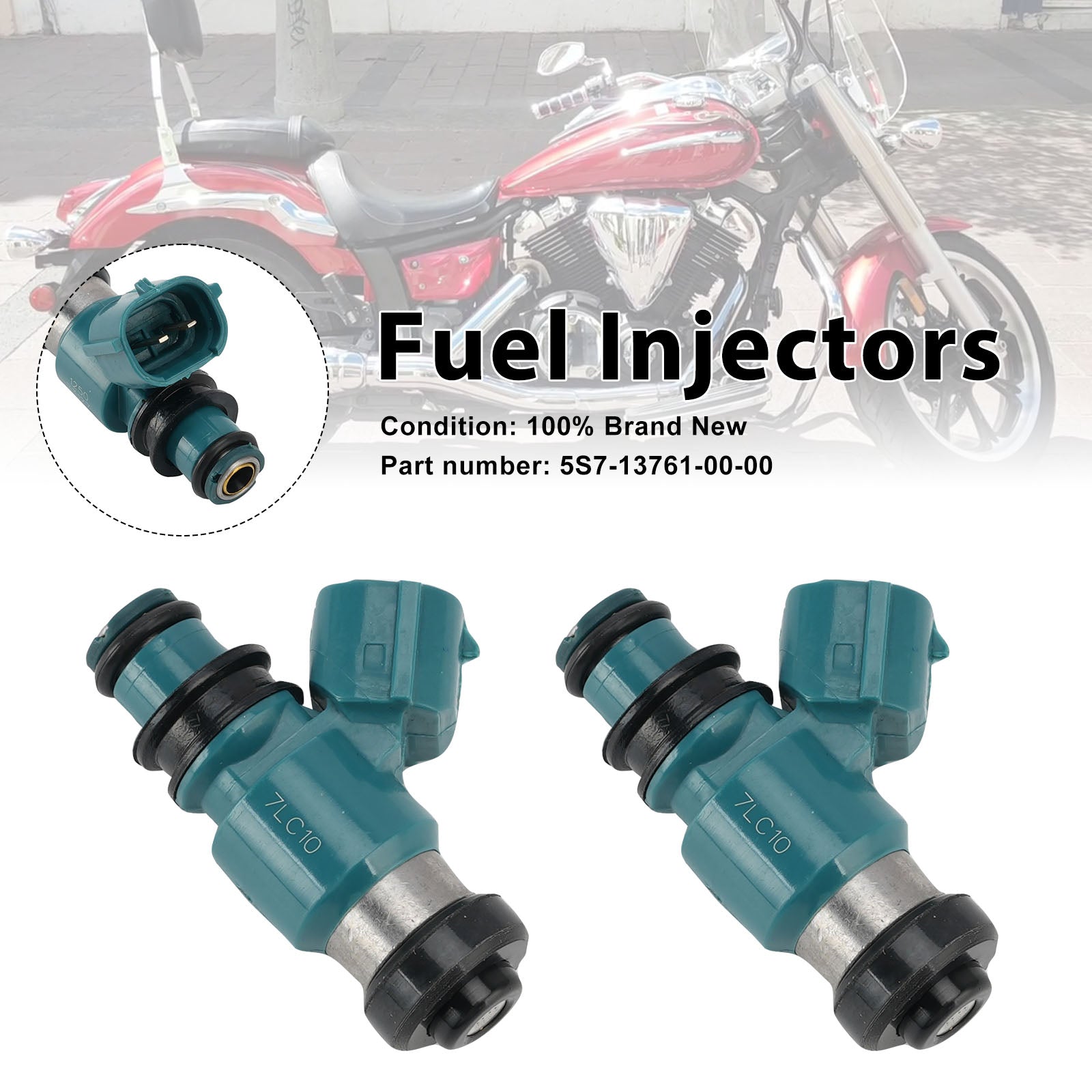 2PC Fuel Injectors 5S7-13761-00-00 For Yamaha V-STAR 950 YZF-R1
