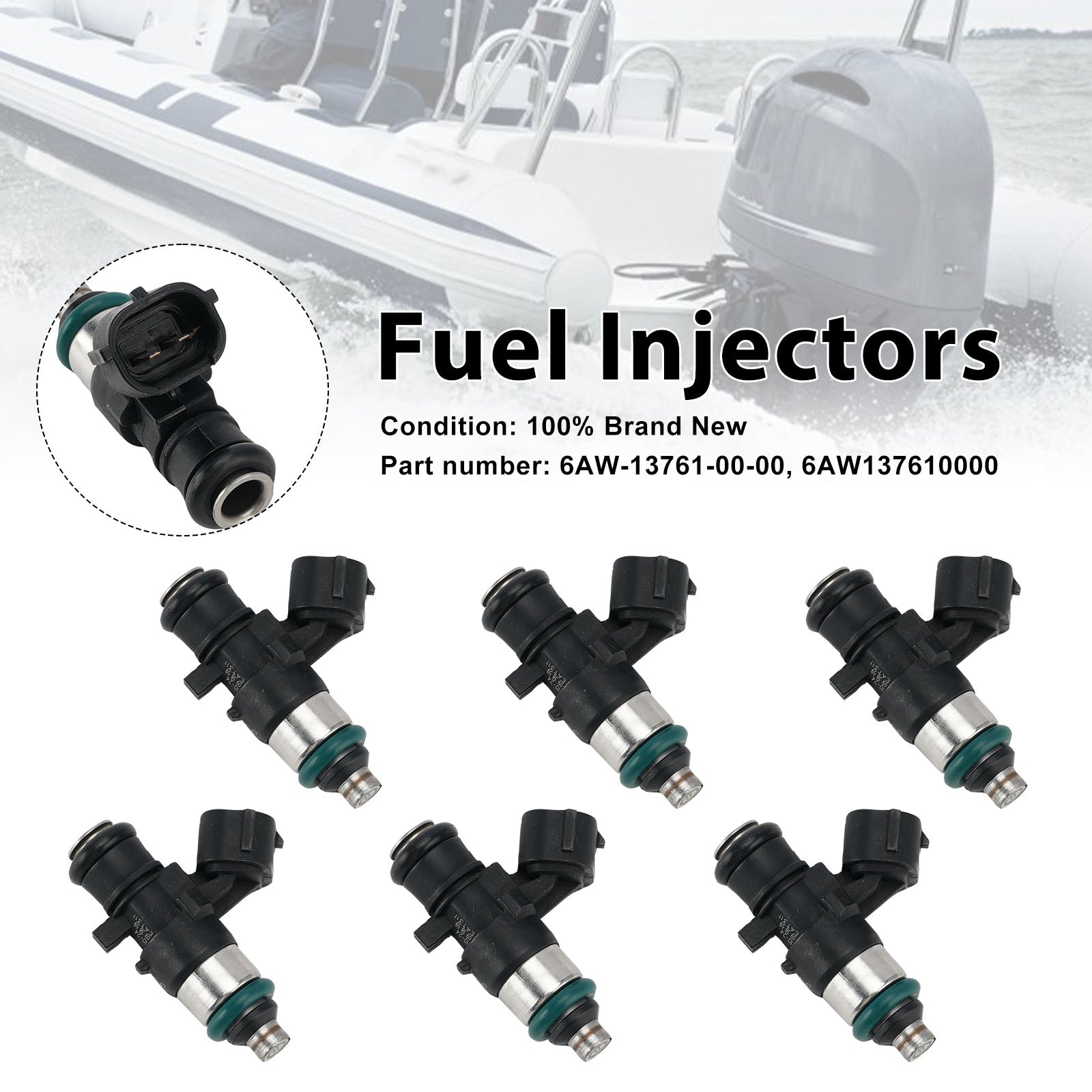 6PC Fuel Injectors 6AW-13761-00-00 For Yamaha Outboard 225/250/300/350HP