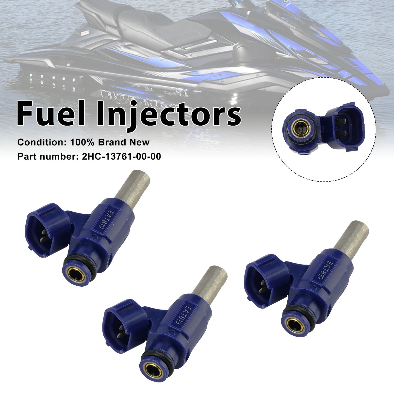 3PC Fuel Injectors 2HC-13761-00-00 For Yamaha WaveRunner 2018-2023 VX EX
