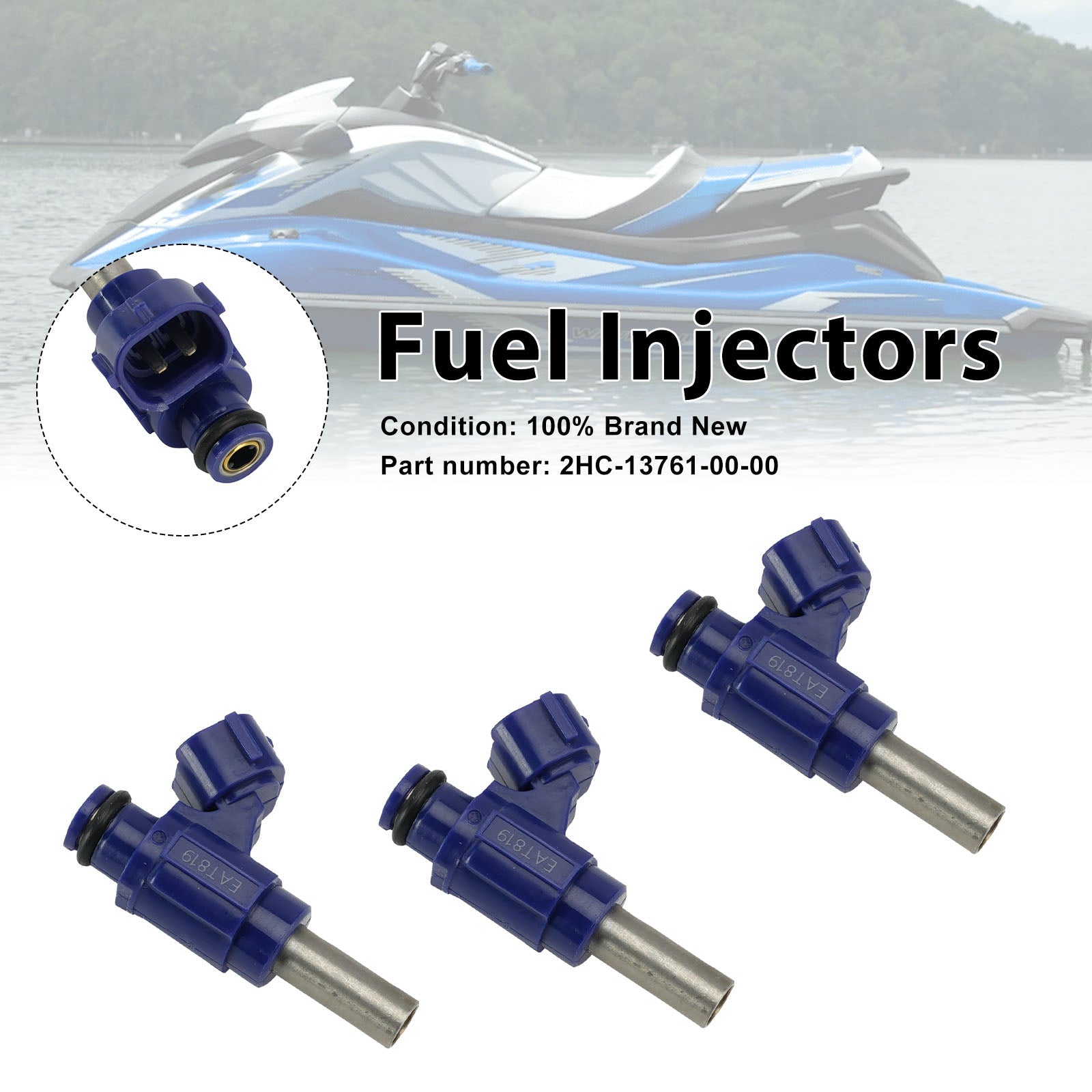 3PC Fuel Injectors 2HC-13761-00-00 For Yamaha WaveRunner 2018-2023 VX EX
