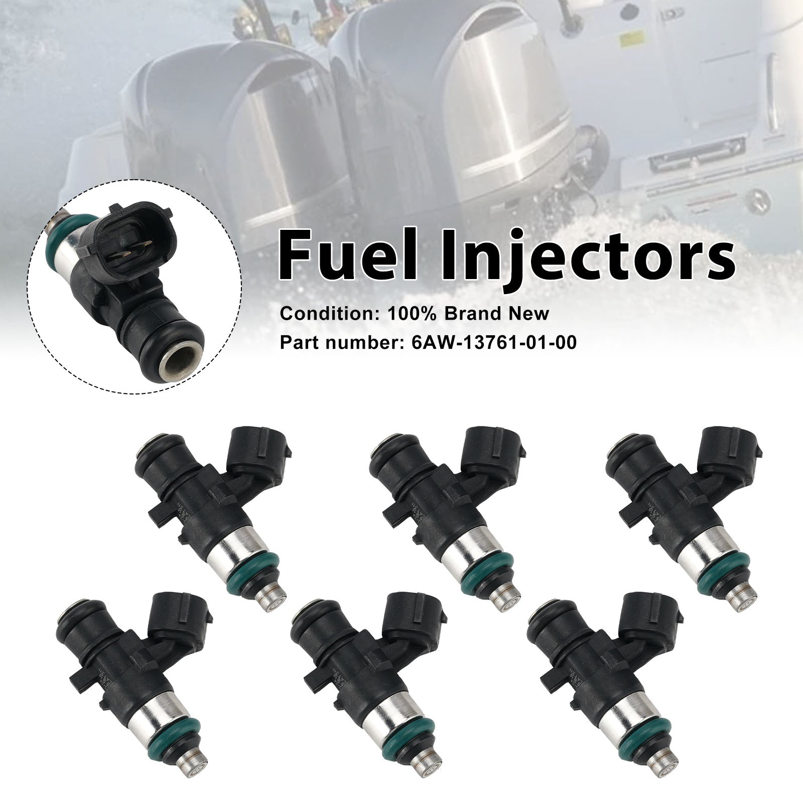 6PC Fuel Injectors 6AW-13761-01-00 For Yamaha Outboard 300HP LF300XSB2