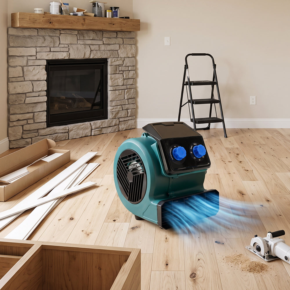 1/2 HP 1500CFM Compact Air Mover Floor Dryer with Timer
