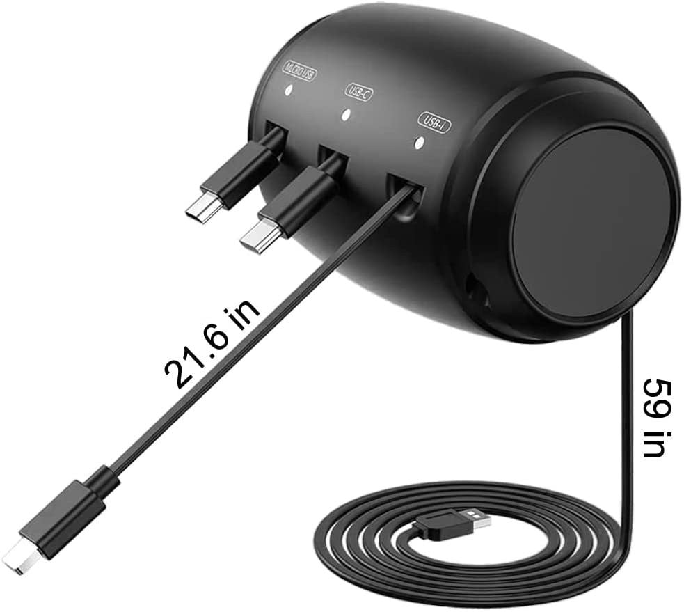 3-in-1 Retractable Car Backseat Charging Station Box for iPhone/Samsung/Android