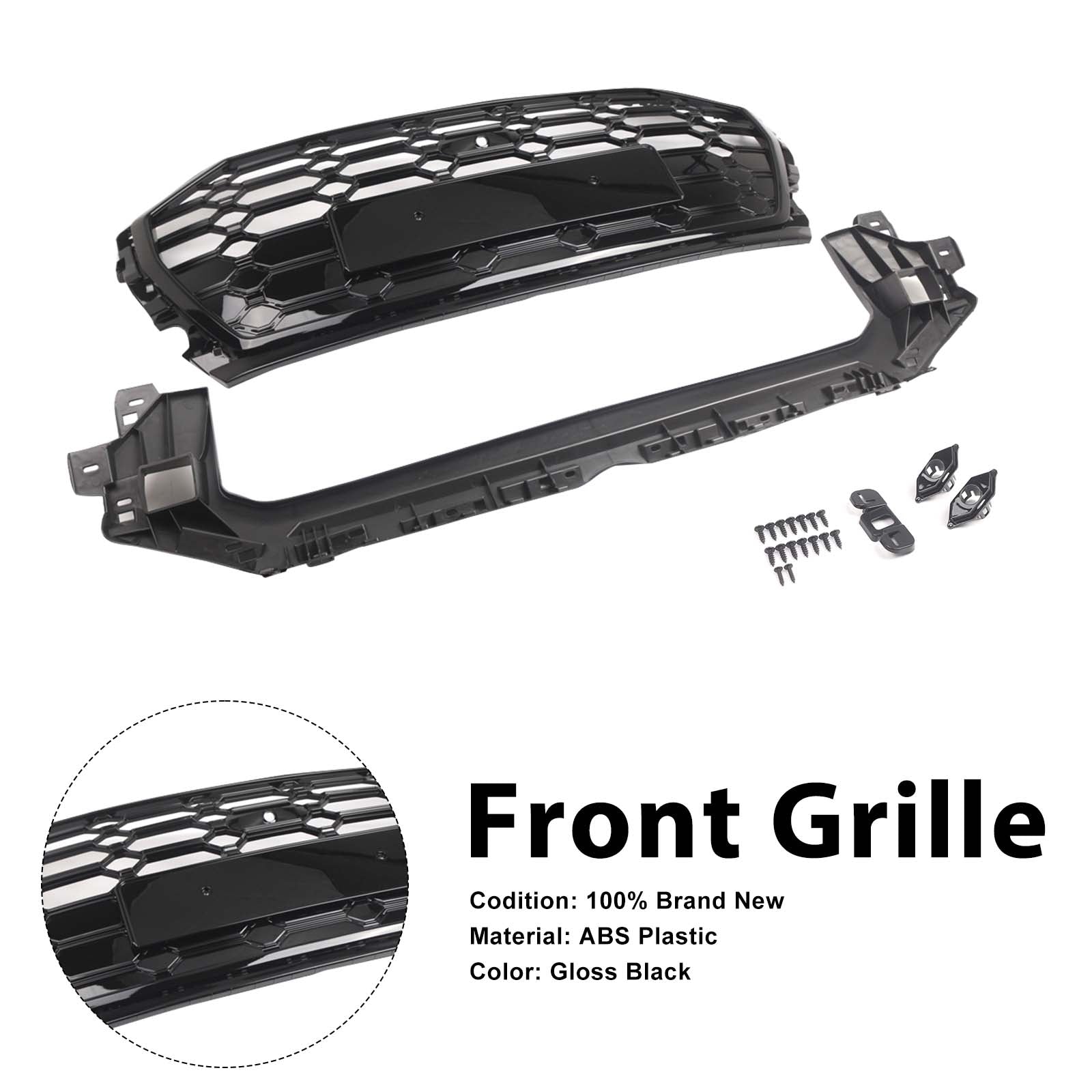 RSQ5 Style Front Honeycomb Mesh Grille Grill Fit Audi Q5 SQ5 2021-2025