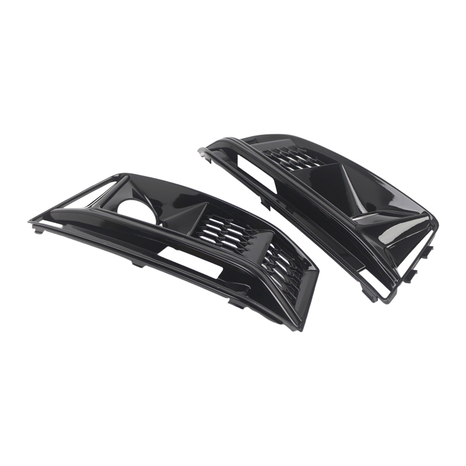 2PCS Black Front Bumper Foglight Grill Grille Fit Audi A4 B9 S4 2016-2019
