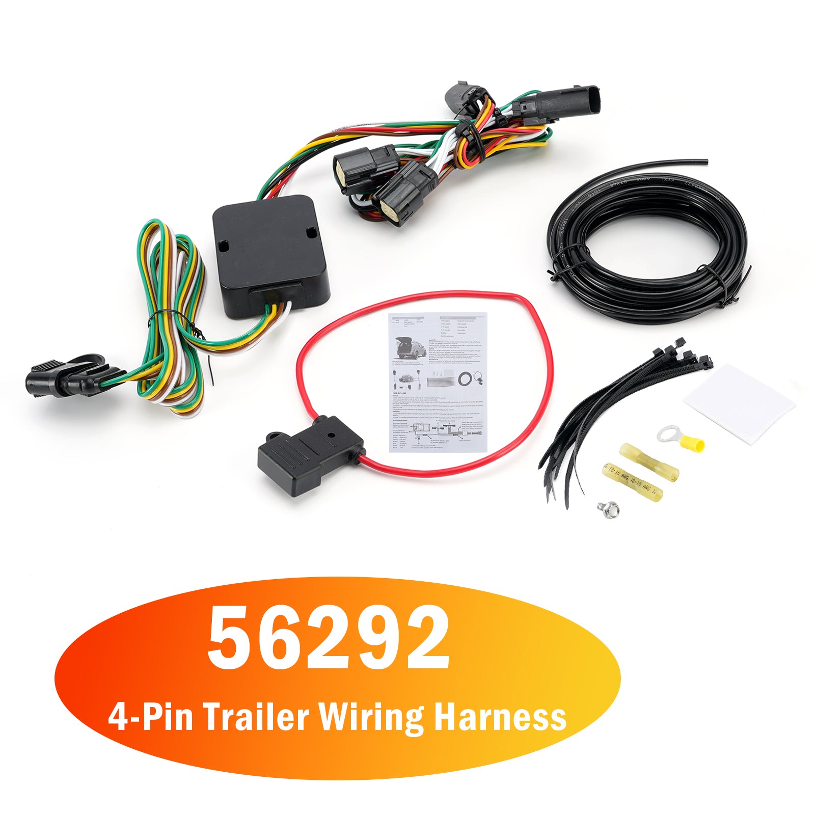 4-Pin Trailer Wiring Harness 56292 for Ford Edge Sport Titanium 2015-2018