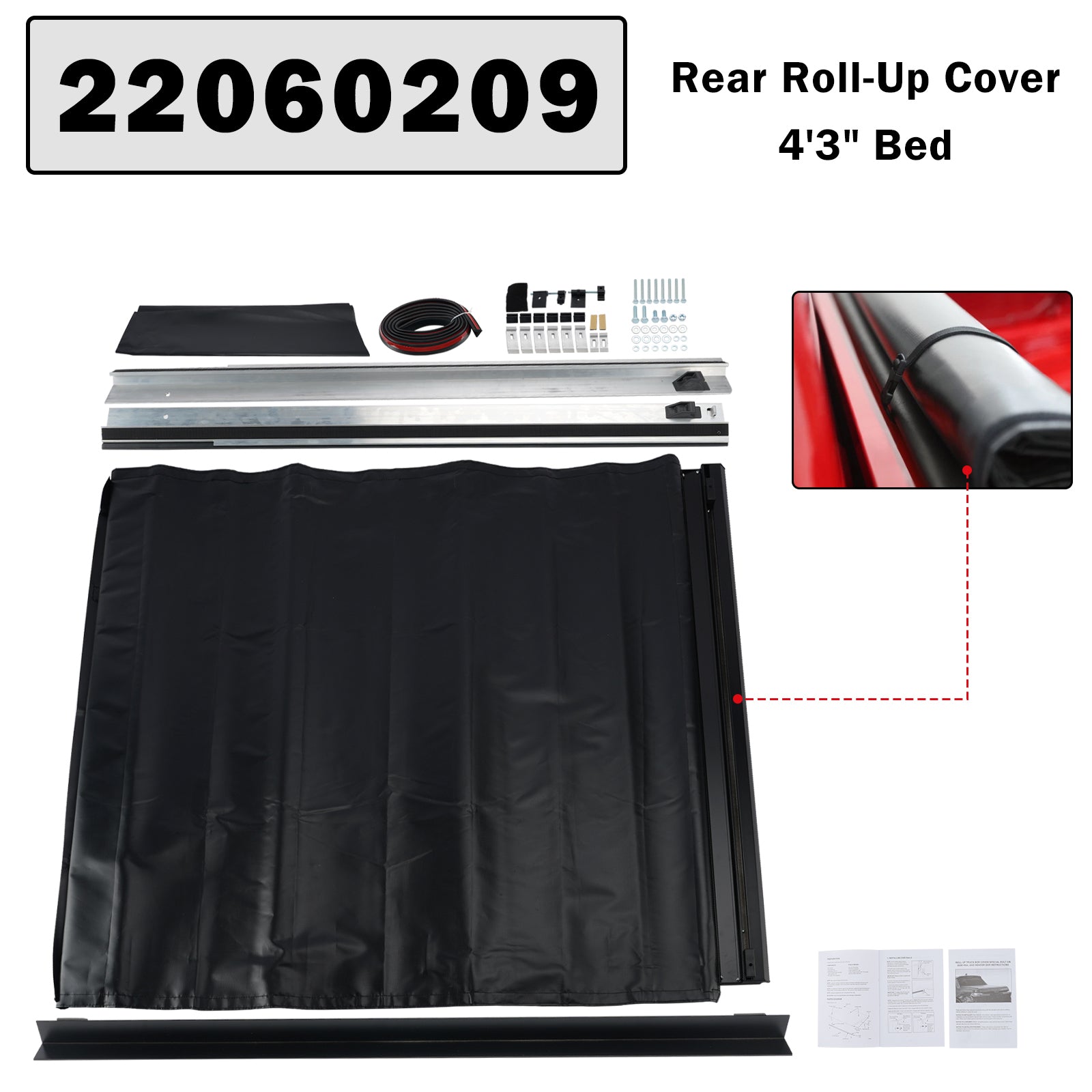 Rear Roll-Up Cover 22060209 for Hyundai Santa Cruz 2022-2026 4'3" Bed