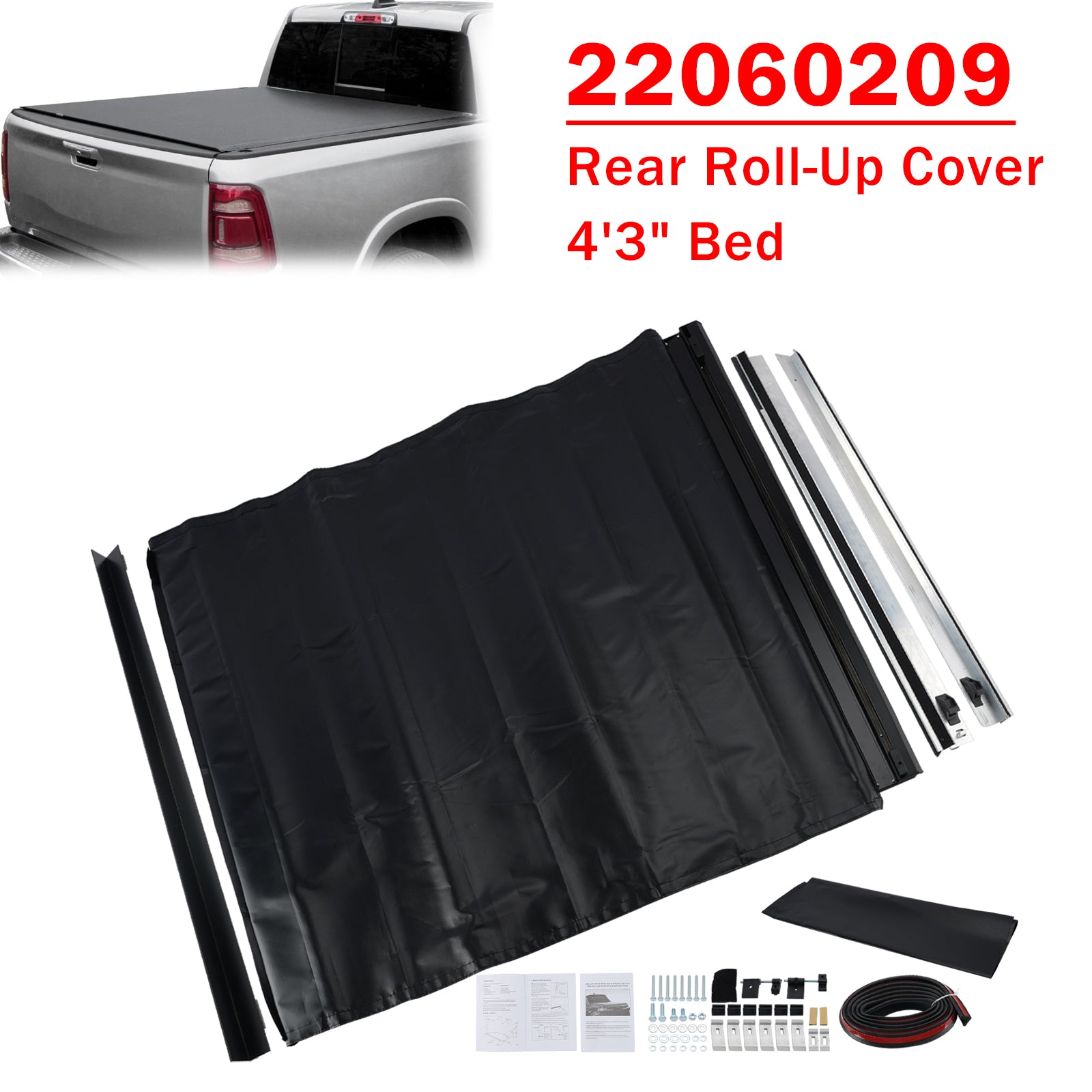 Rear Roll-Up Cover 22060209 for Hyundai Santa Cruz 2022-2026 4'3" Bed