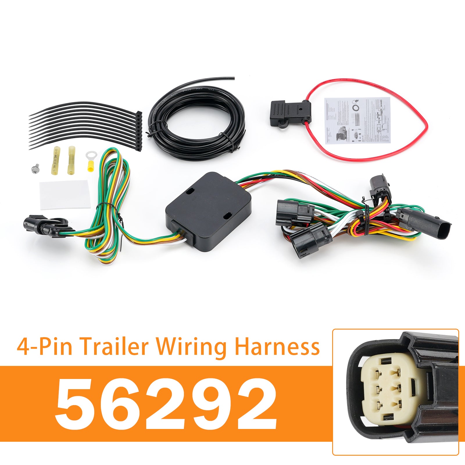 4-Pin Trailer Wiring Harness 56292 for Ford Edge Sport Titanium 2015-2018