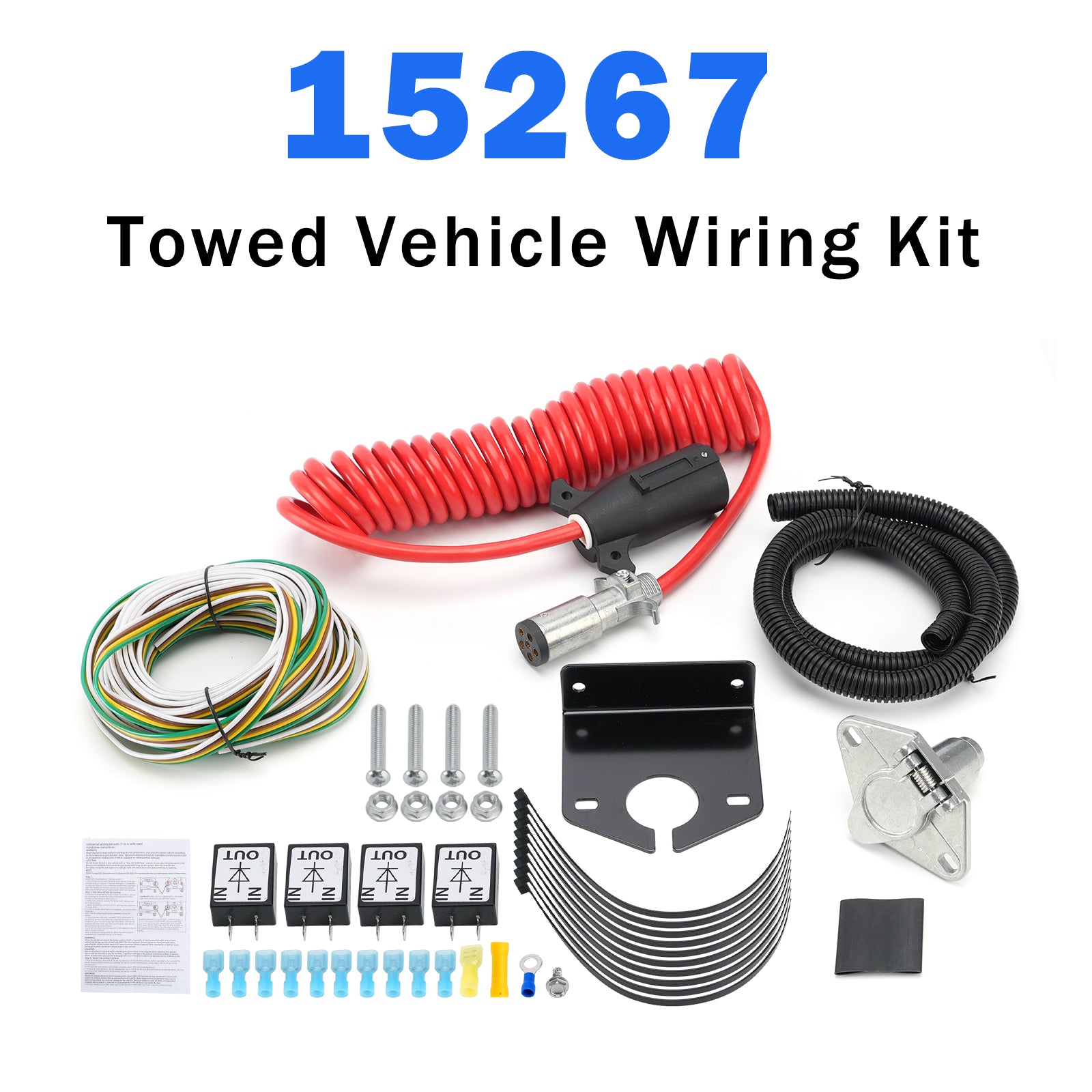 Towed Vehicle Wiring Kit 6 to 7 Way Wire Connectors for Roadmaster 15267