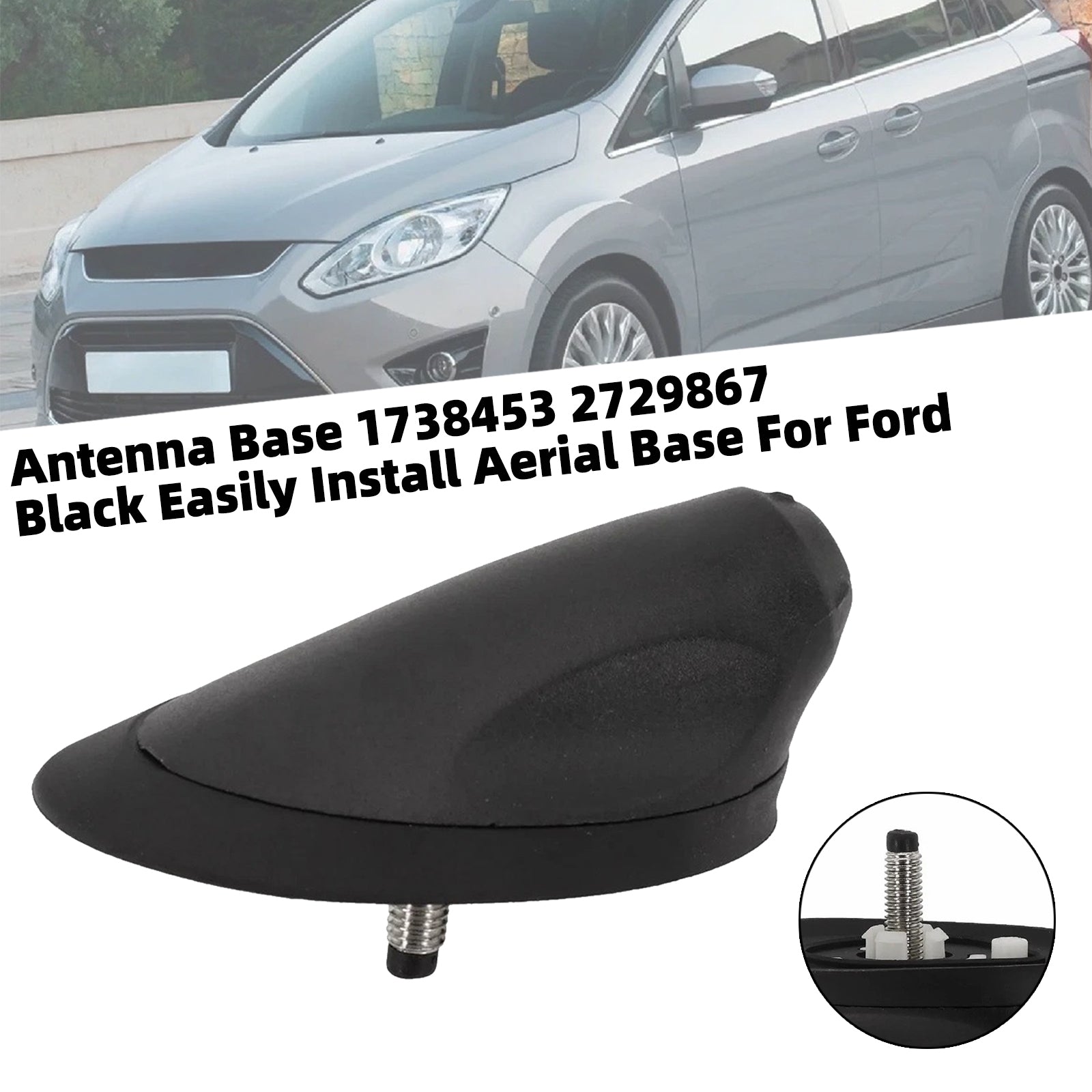 Antenna Base 1738453 2729867 Black Easily Install Aerial Base For Ford