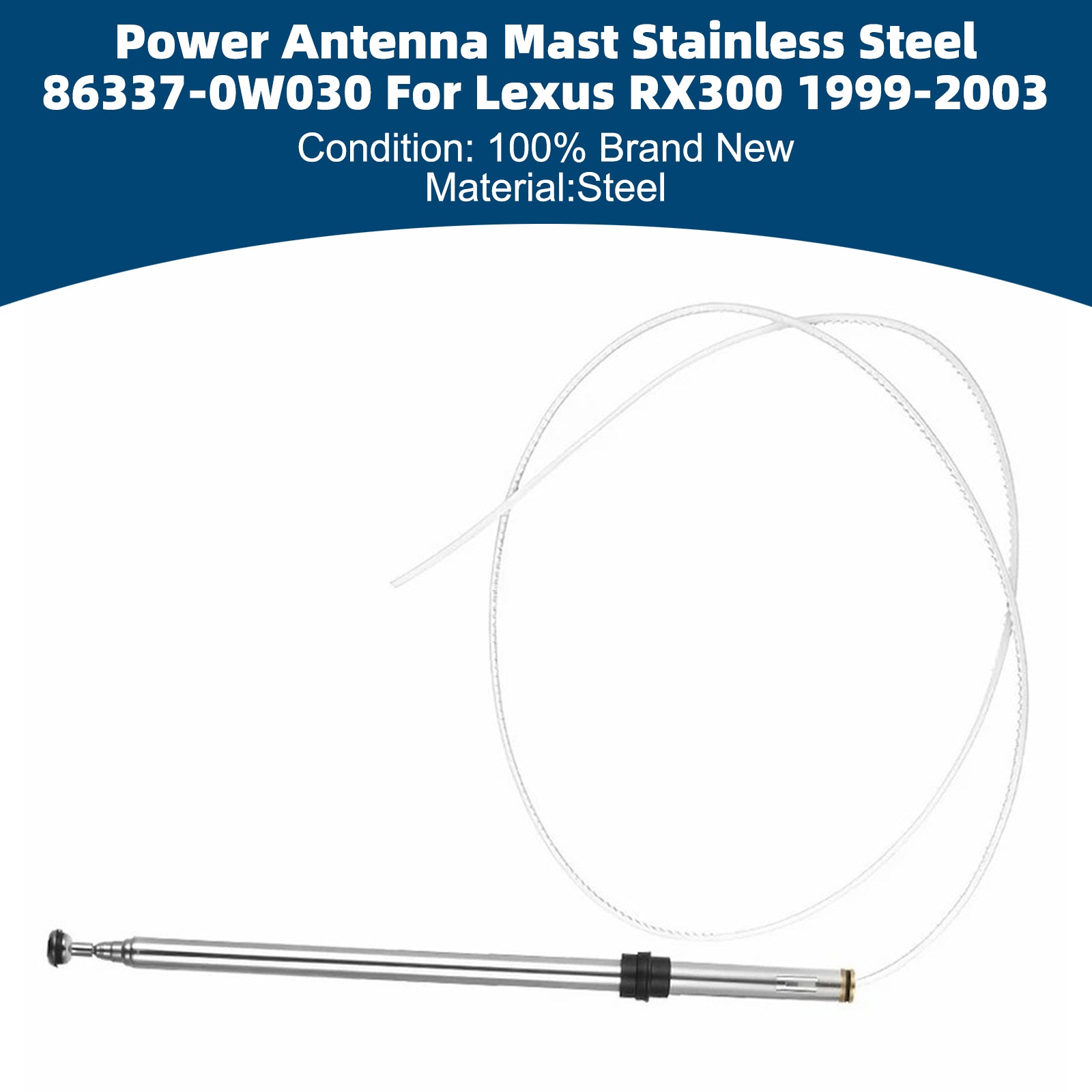 Power Antenna Mast Stainless Steel 86337-0W030 For Lexus RX300 1999-2003
