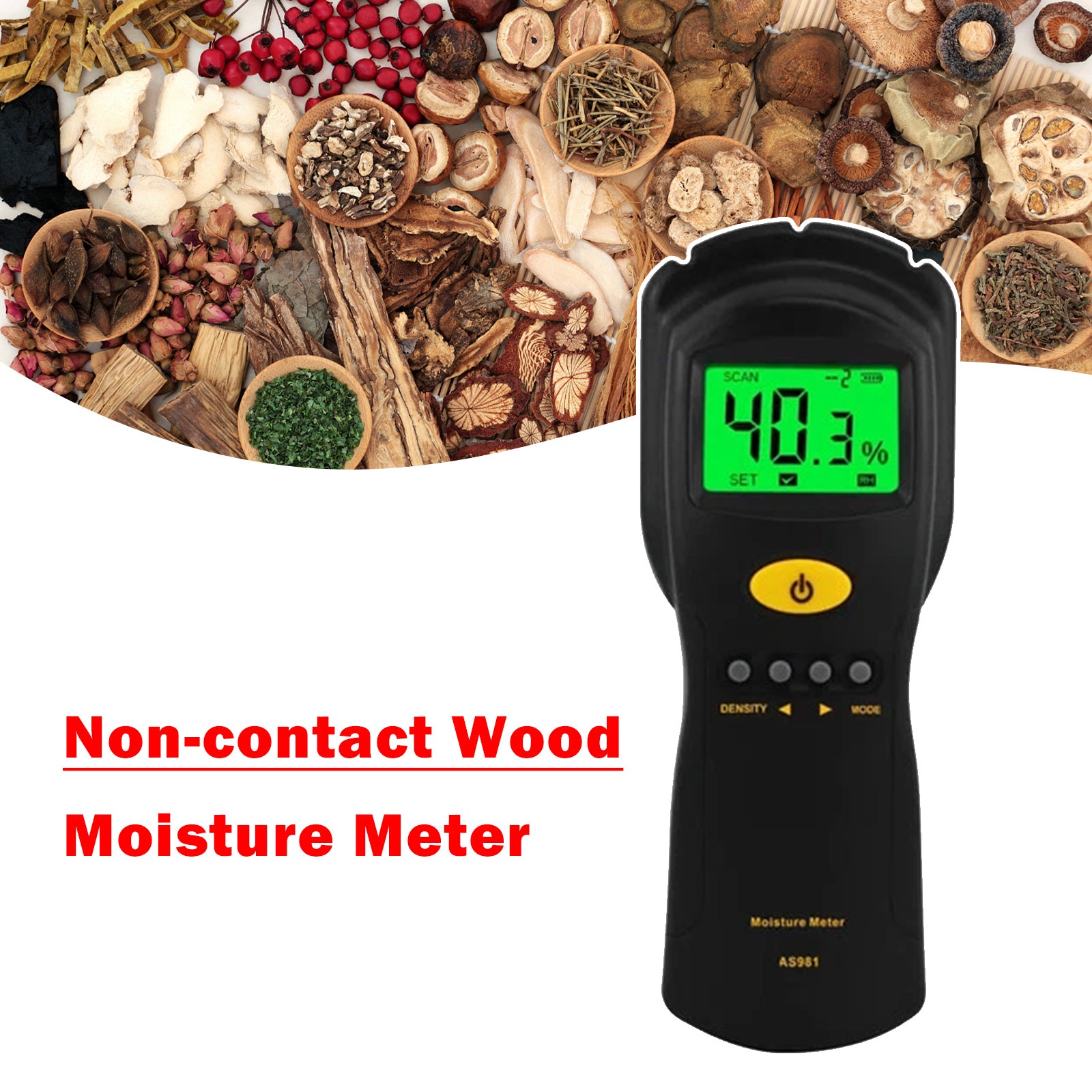 AS981 Non-contact Wood Moisture Meter Digital Hygrometer Humidity Tester