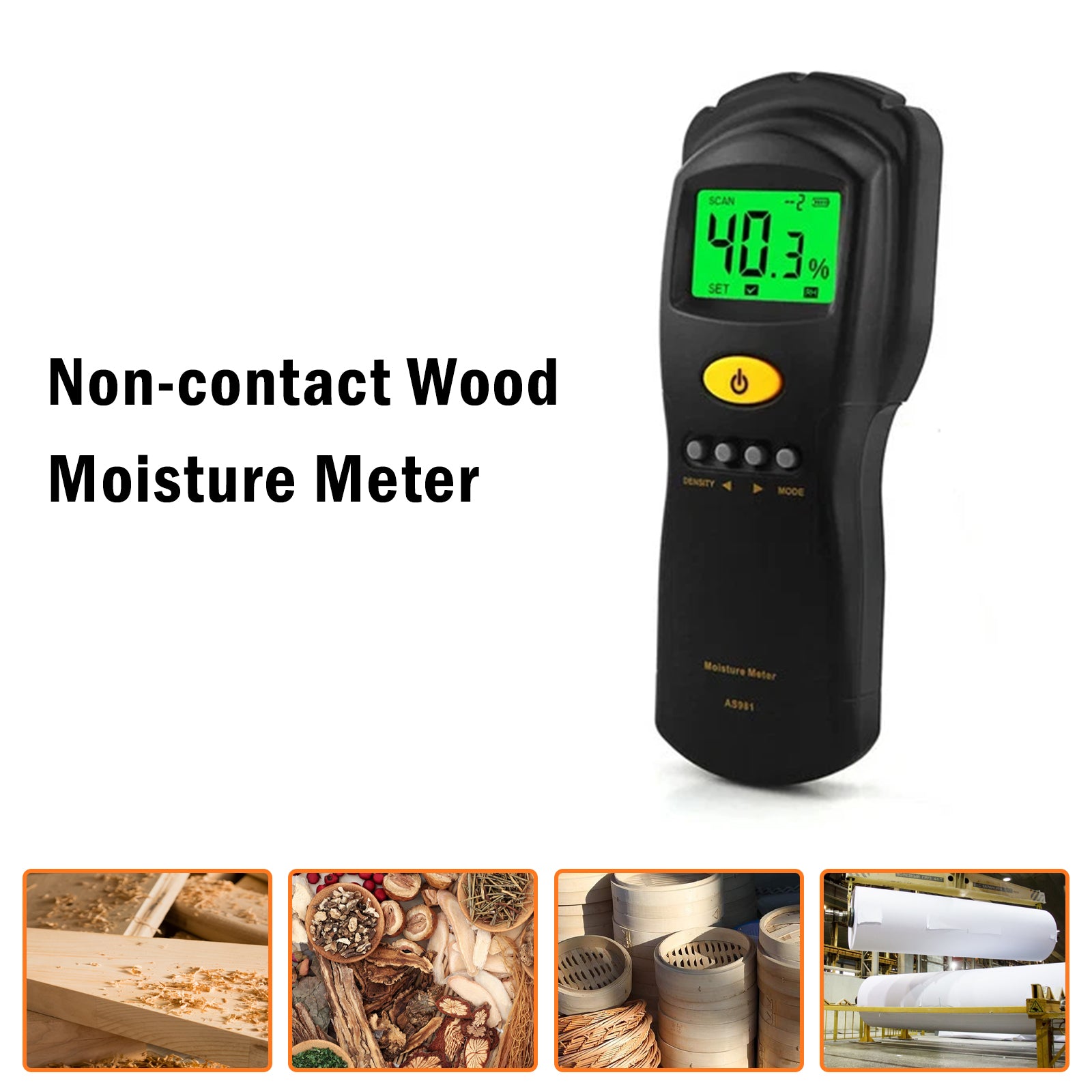 AS981 Non-contact Wood Moisture Meter Digital Hygrometer Humidity Tester