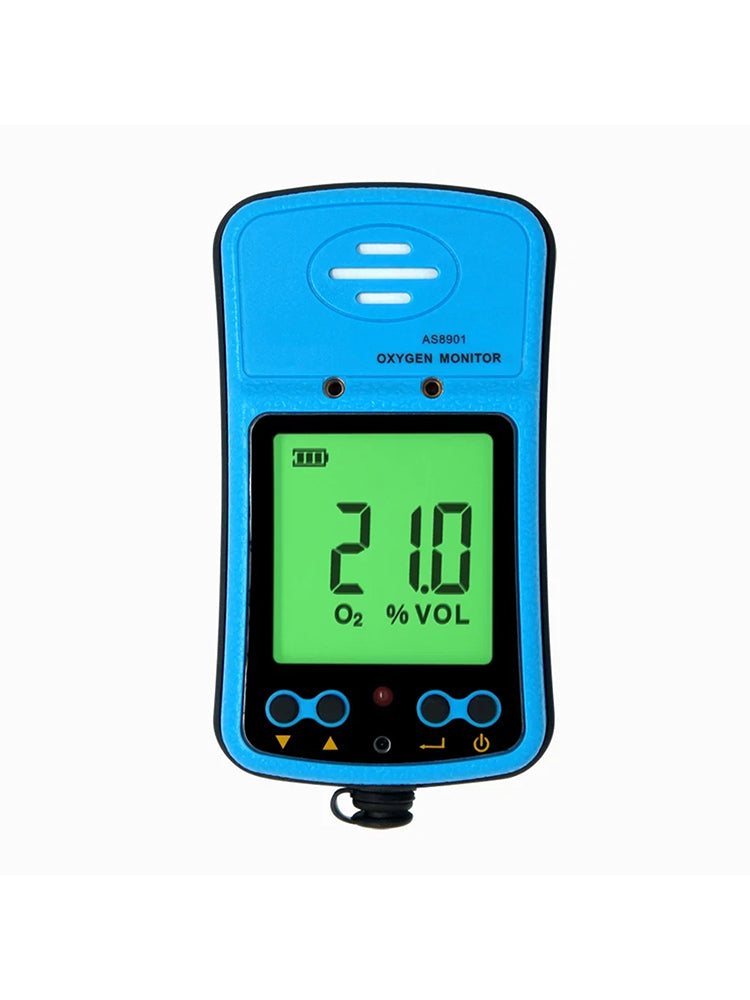 AS8901 Oxygen Monitor O2 Gas Detector 0-30% VOL Sound Light Alarm