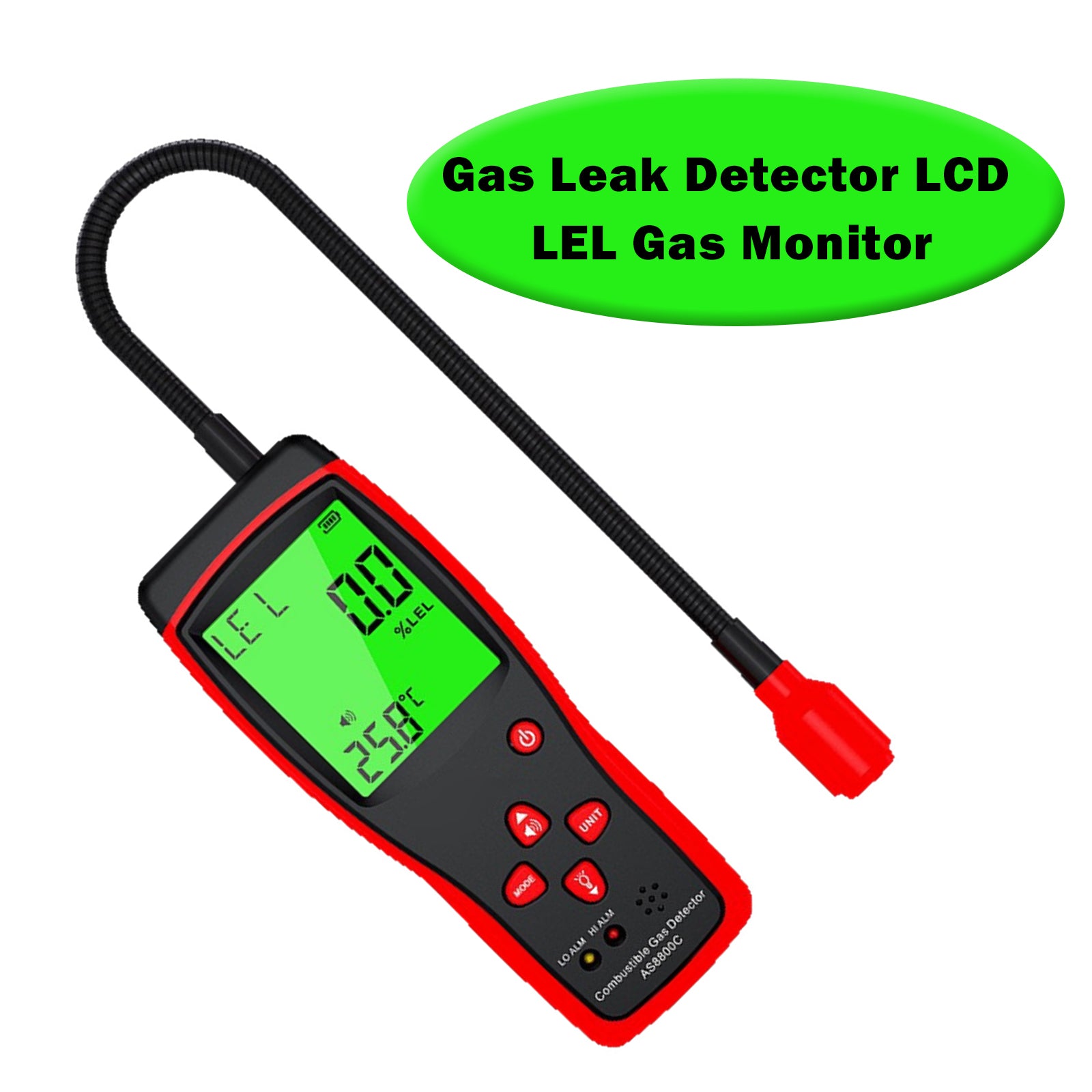 AS8800A Combustible Gas Leak Detector LCD LEL Gas Monitor