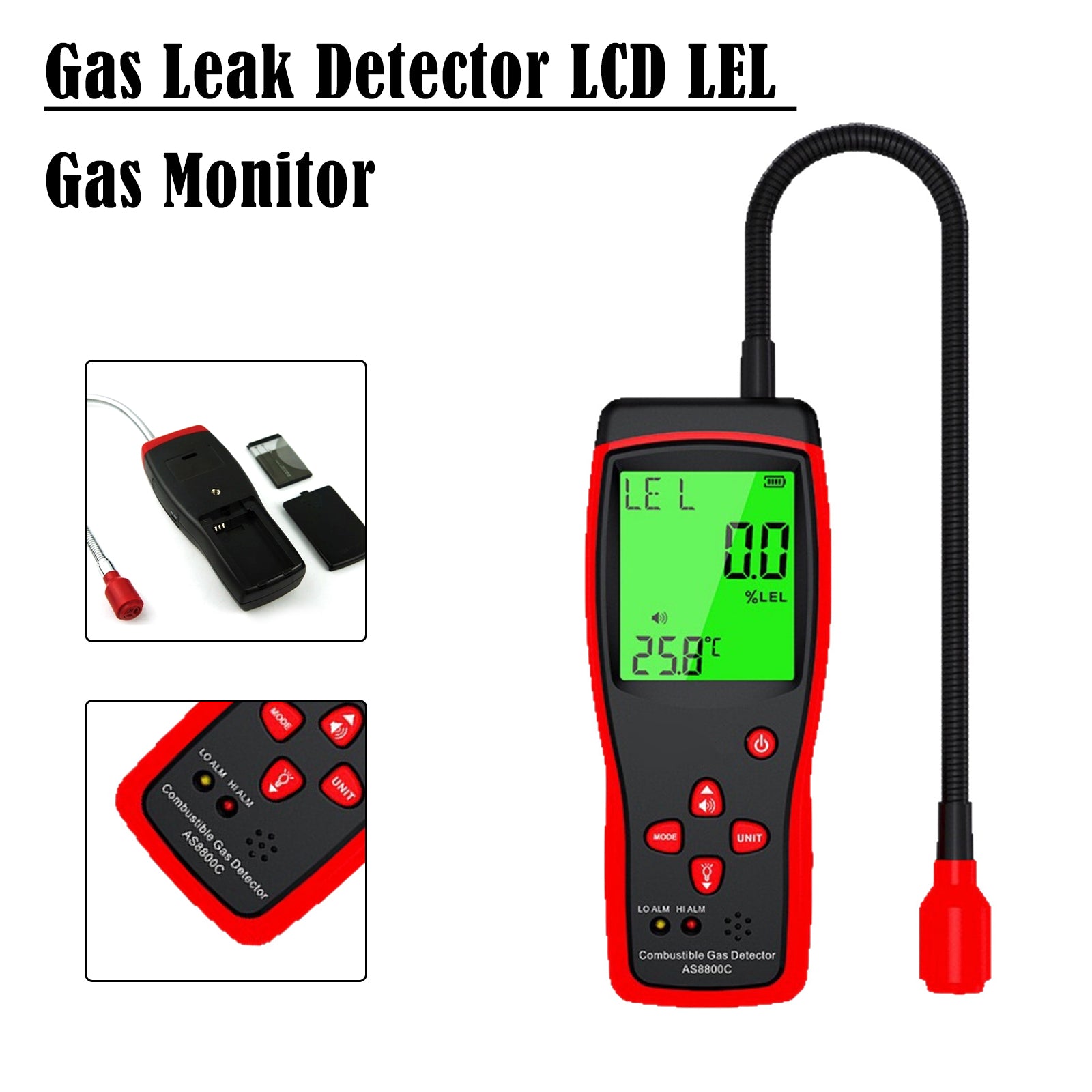 AS8800A Combustible Gas Leak Detector LCD LEL Gas Monitor