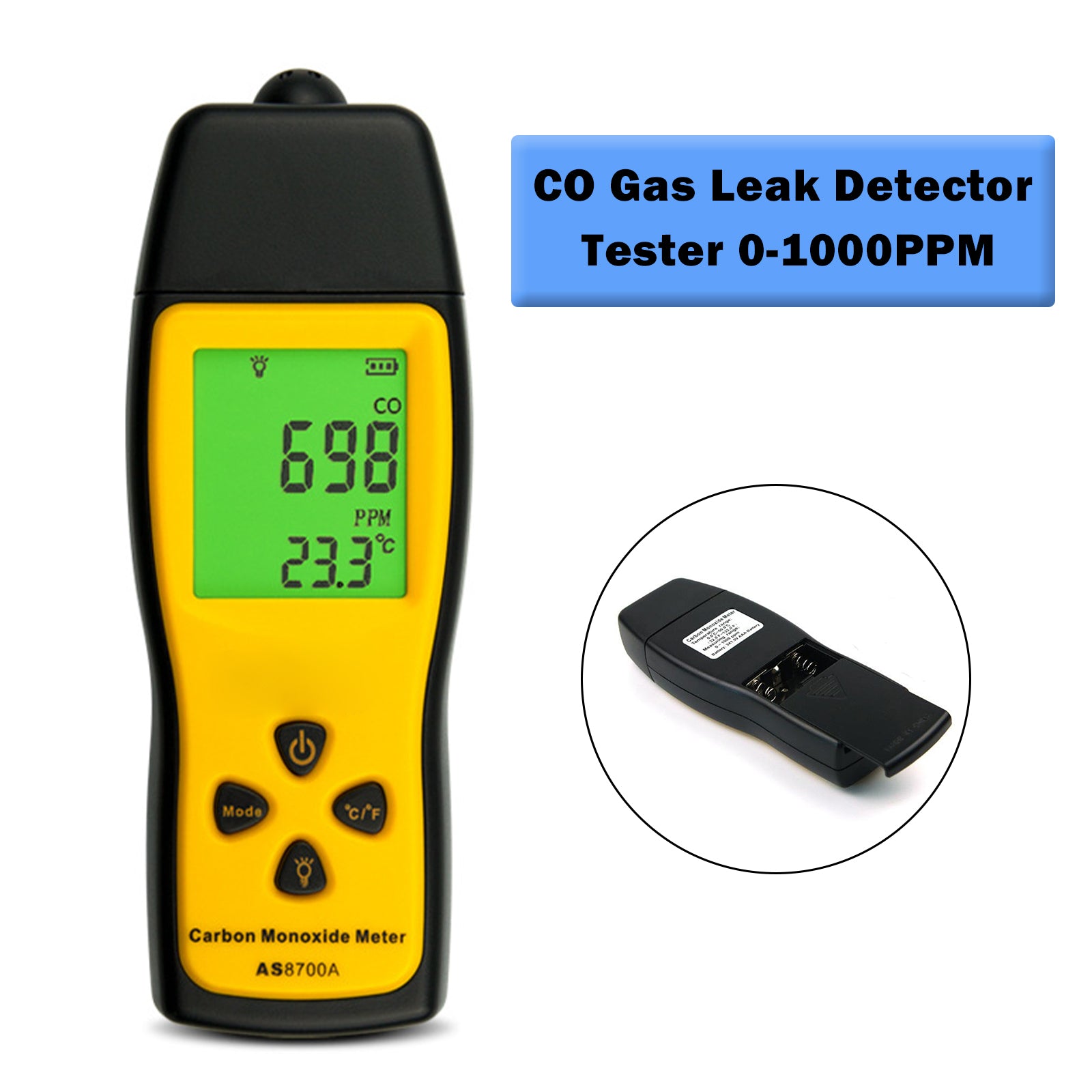 AS8700A Handheld Carbon Monoxide Meter Analyze Leak Detector Tester 0-1000PPM