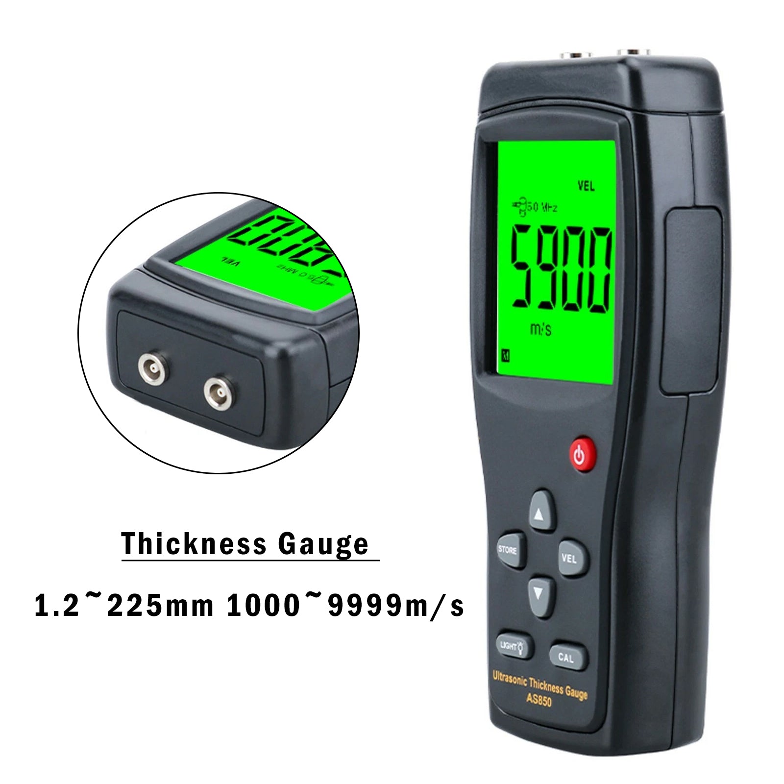 AS850 Portable Digital Ultrasonic Steel Plate Thickness Gauge 1000~9999m/s