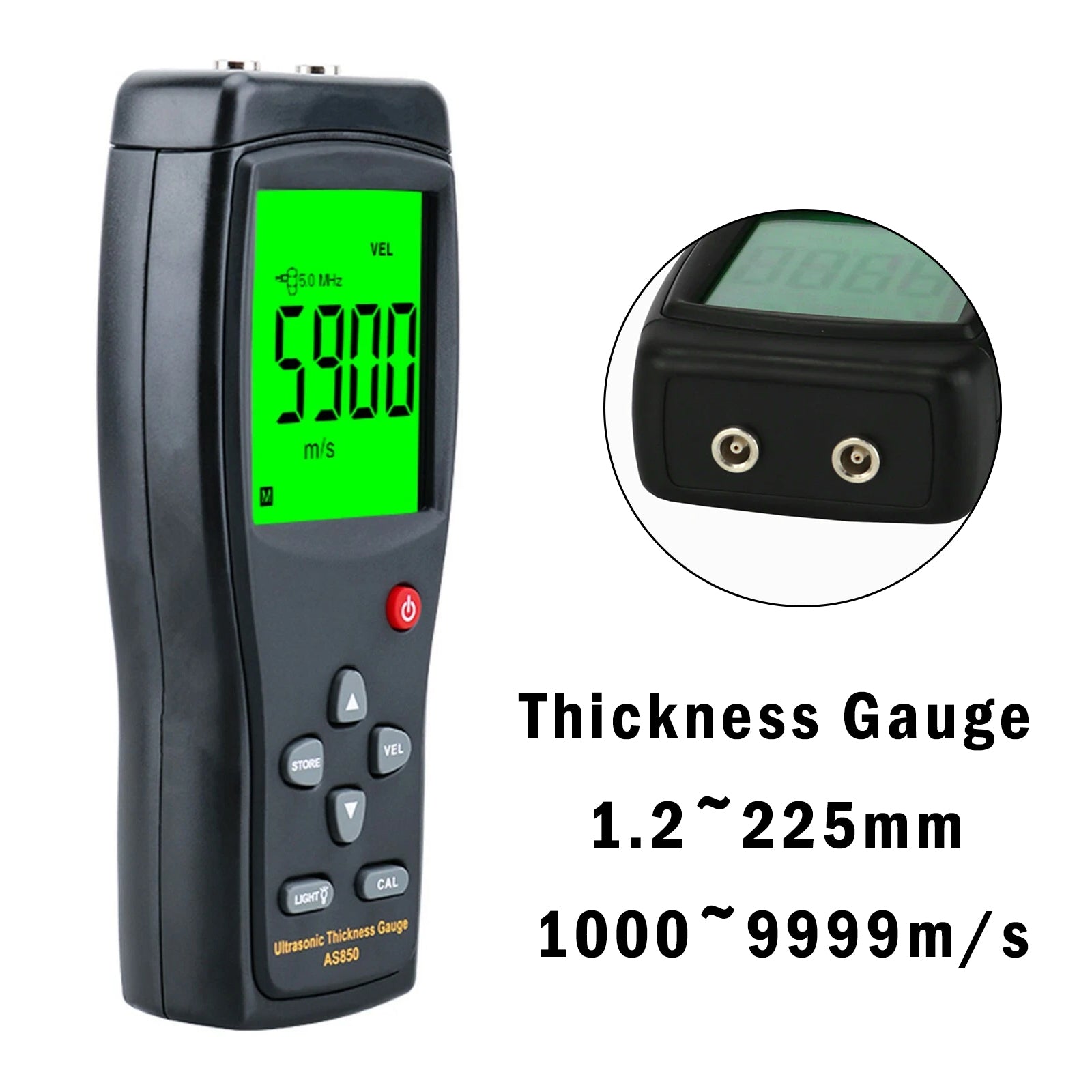 AS850 Portable Digital Ultrasonic Steel Plate Thickness Gauge 1000~9999m/s