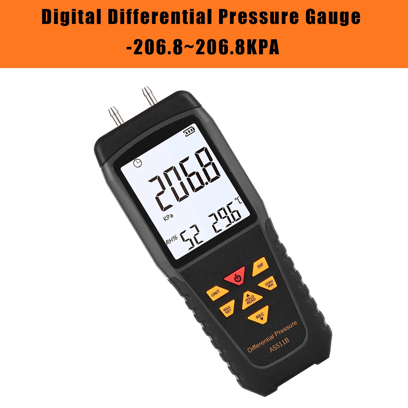 AS511B High Precision Digital Differential Pressure Gauge -206.8~206.8KPA