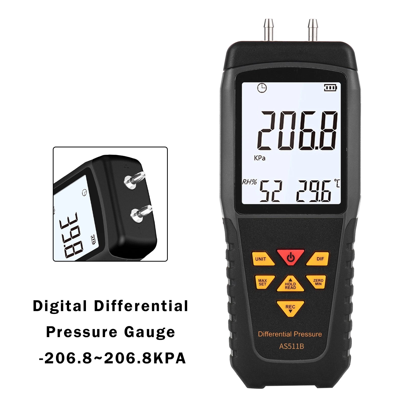 AS511B High Precision Digital Differential Pressure Gauge -206.8~206.8KPA