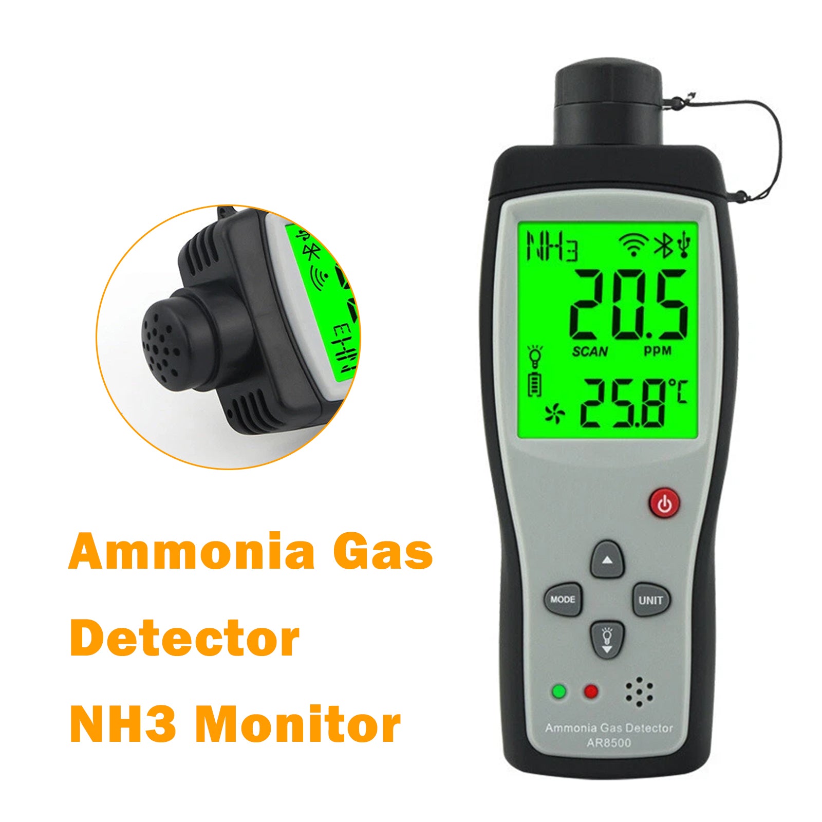 AR8500 Ammonia Gas Detector NH3 Monitor NH3 Gas Analyzer 0-100PPM