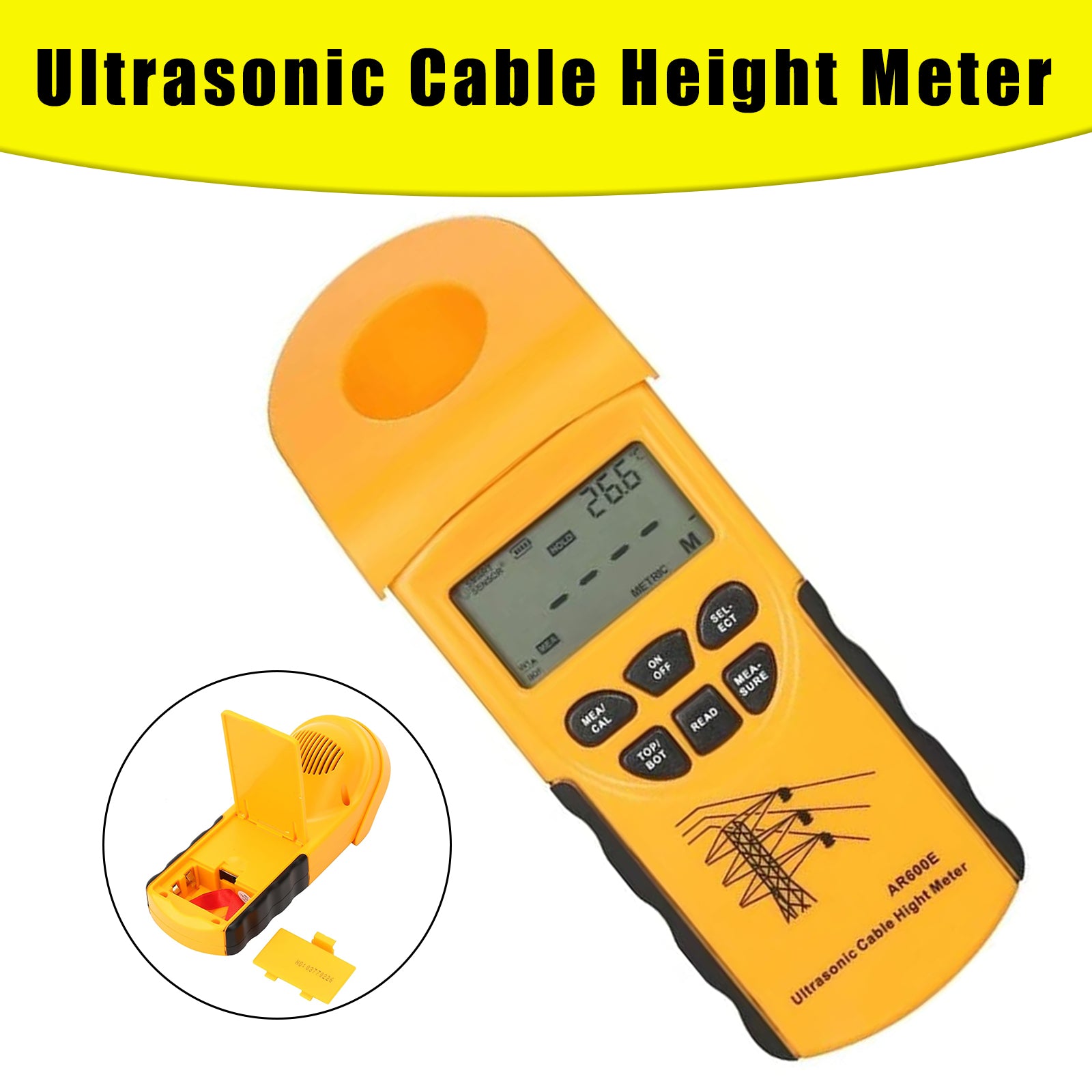 AR600E Cable Height Meter Digital Ultrasonic Cable Height Meter Measurement