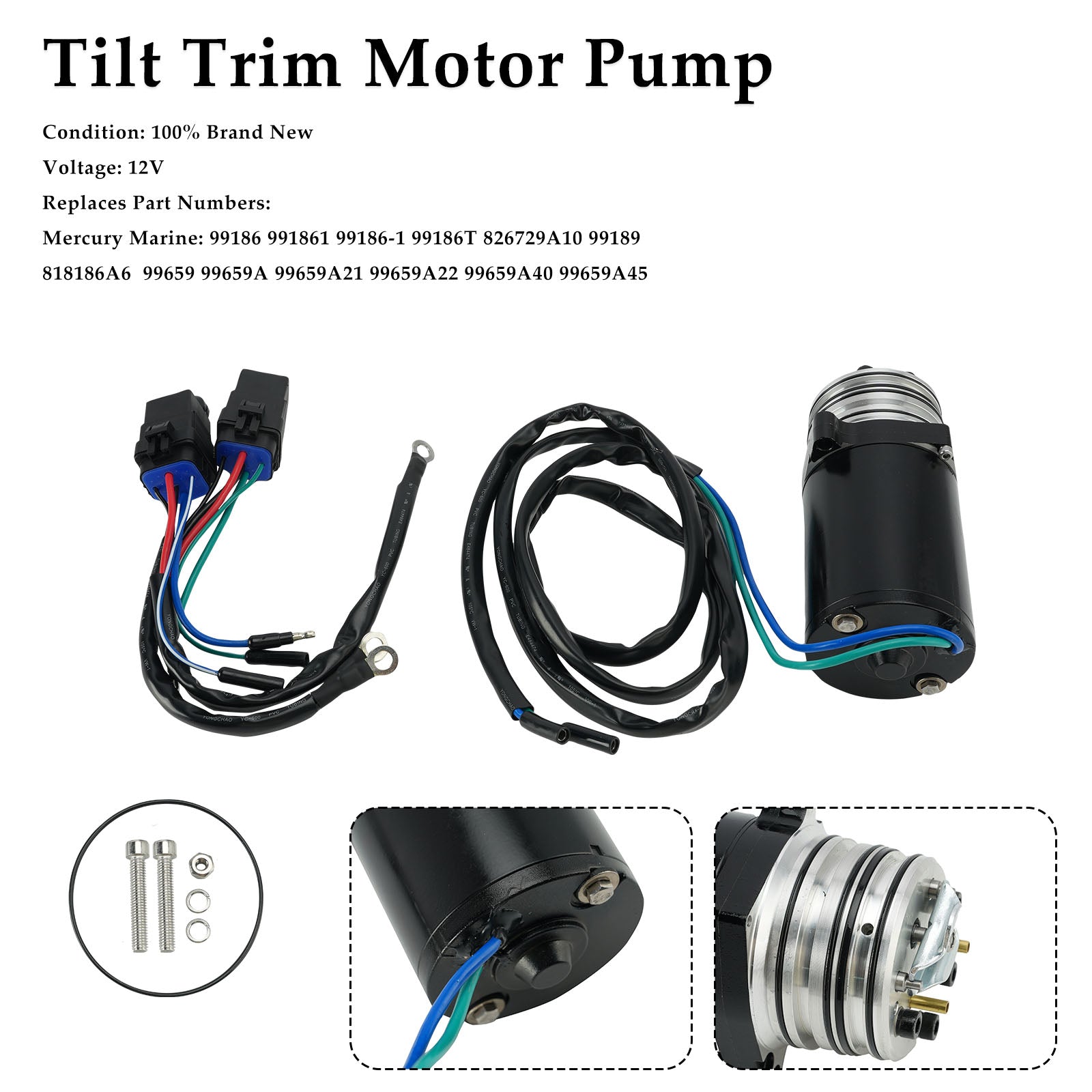 Tilt Trim Motor Pump For Mercury 40HP-220HP 10815PN 430-22012 99186 3 Wire