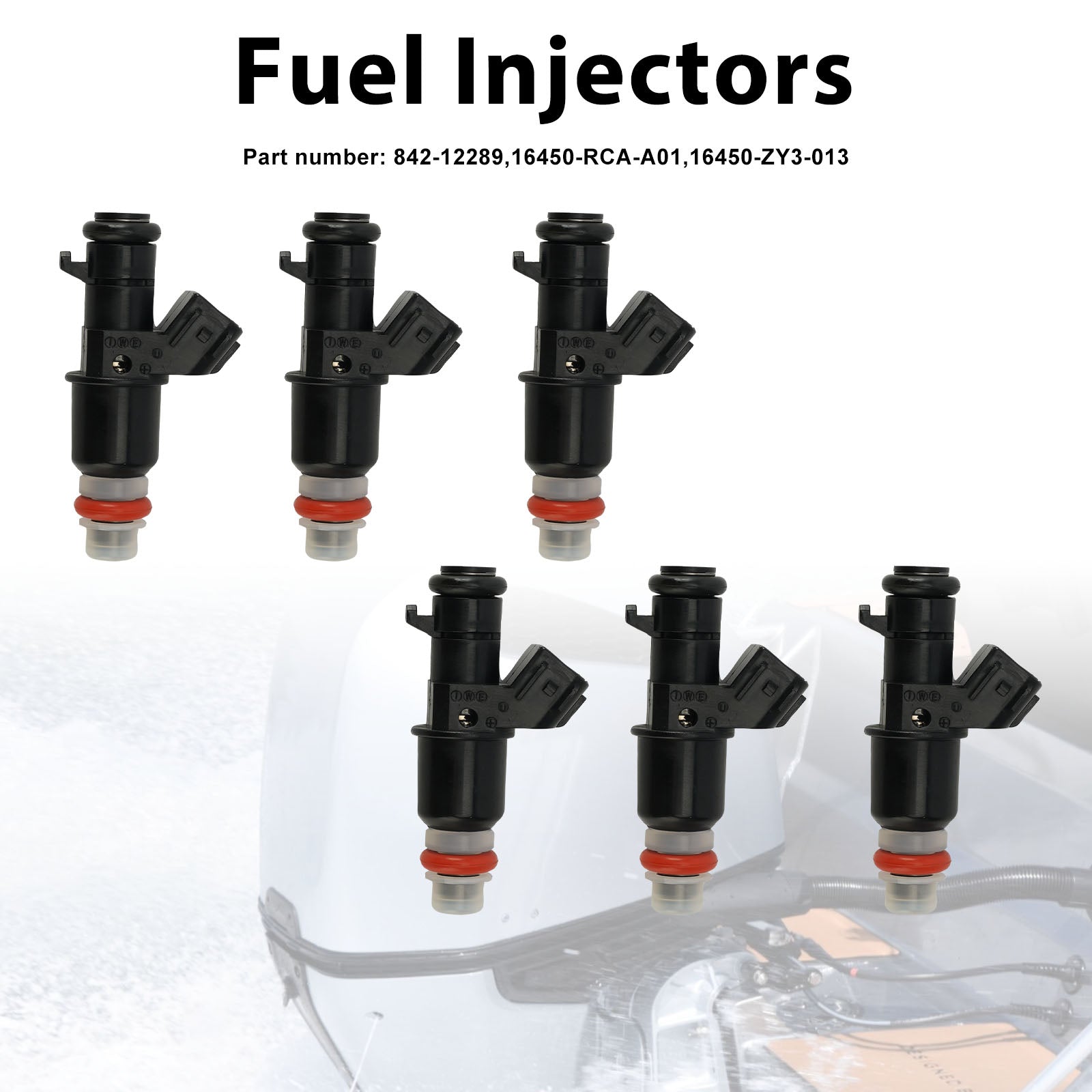 6PC 842-12289 Fuel Injectors 16450-RCA-A01 16450-ZY3-013 For Honda Outboard