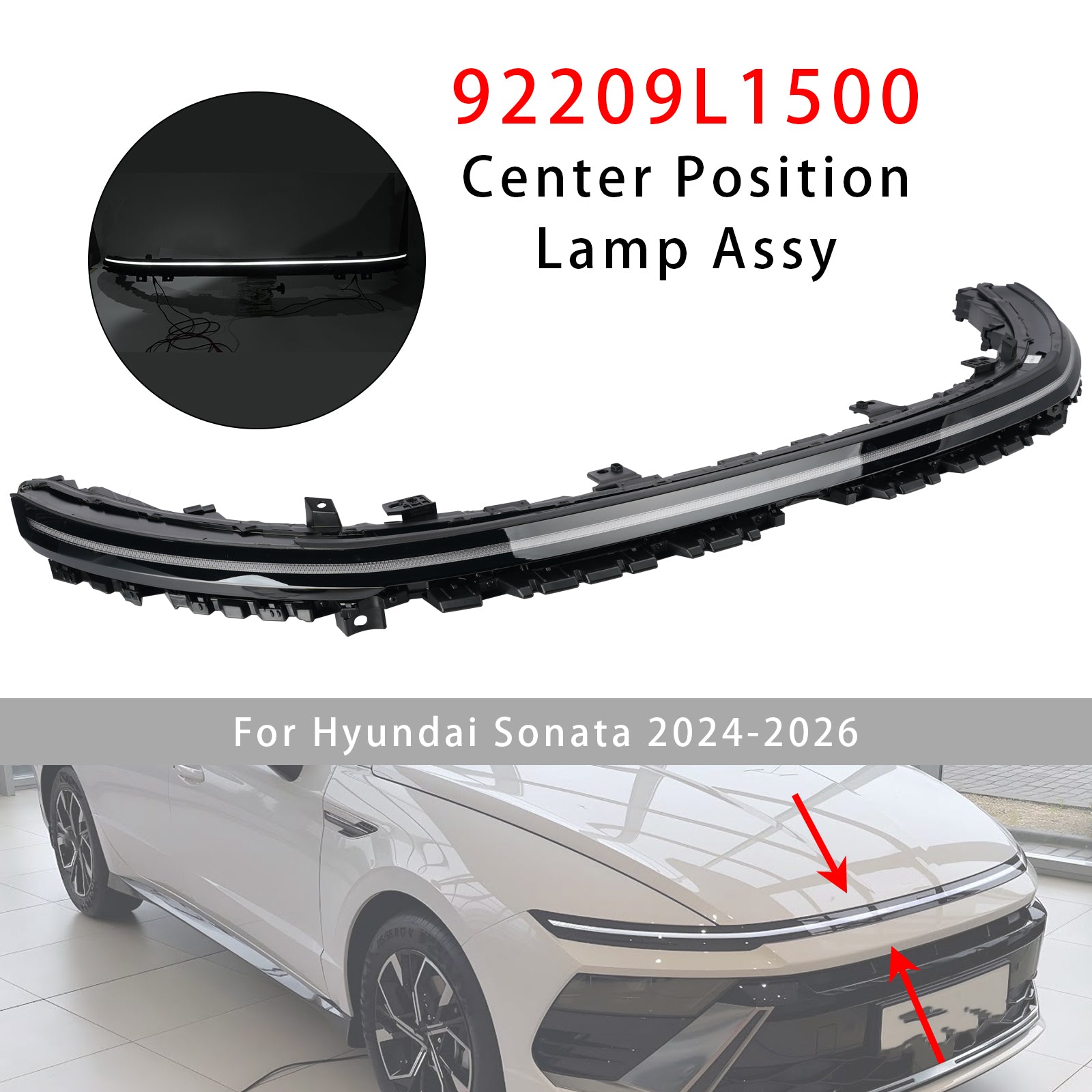 Center Lamp Light Bar LED DRL W/O Sequential Turn Signal For Sonata 2024-2026