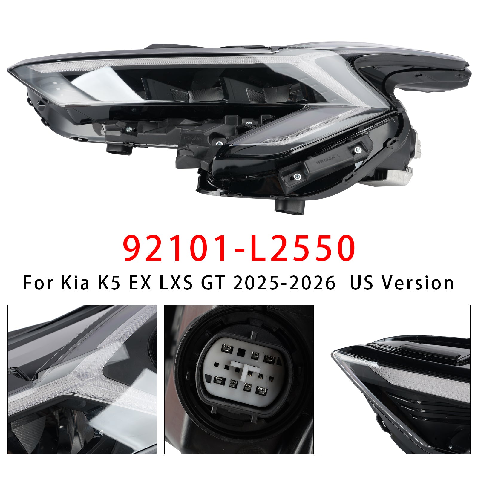 Left LED Headlight Assembly 92101-L2550 For Kia K5 EX LXS GT 2025-2026