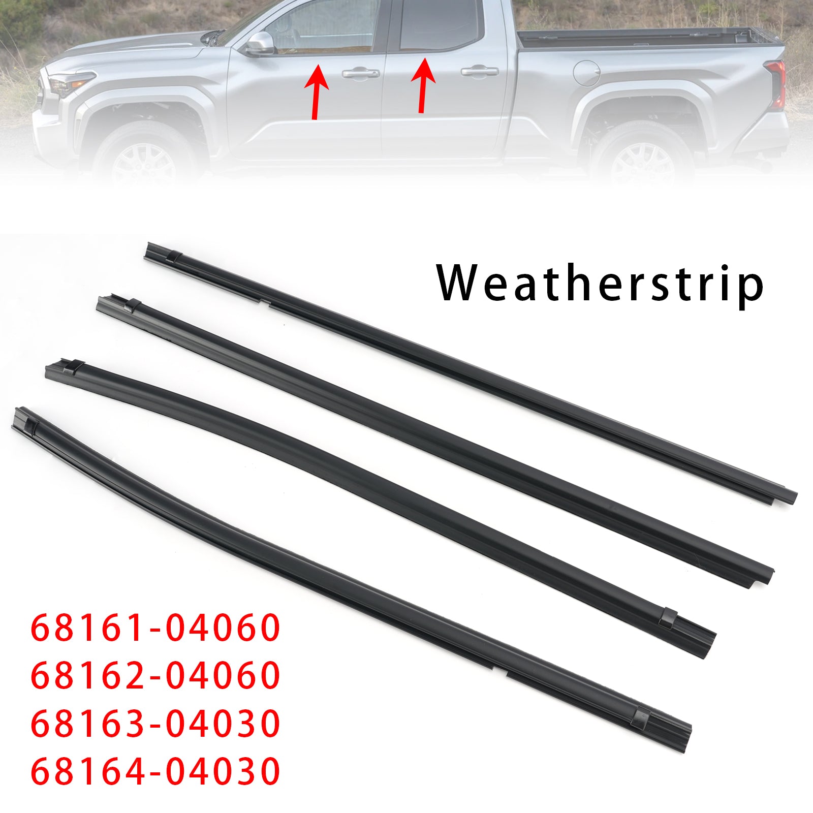 4PCS Door Weatherstrips 68161-04060 For Toyota Tacoma 2016-2023