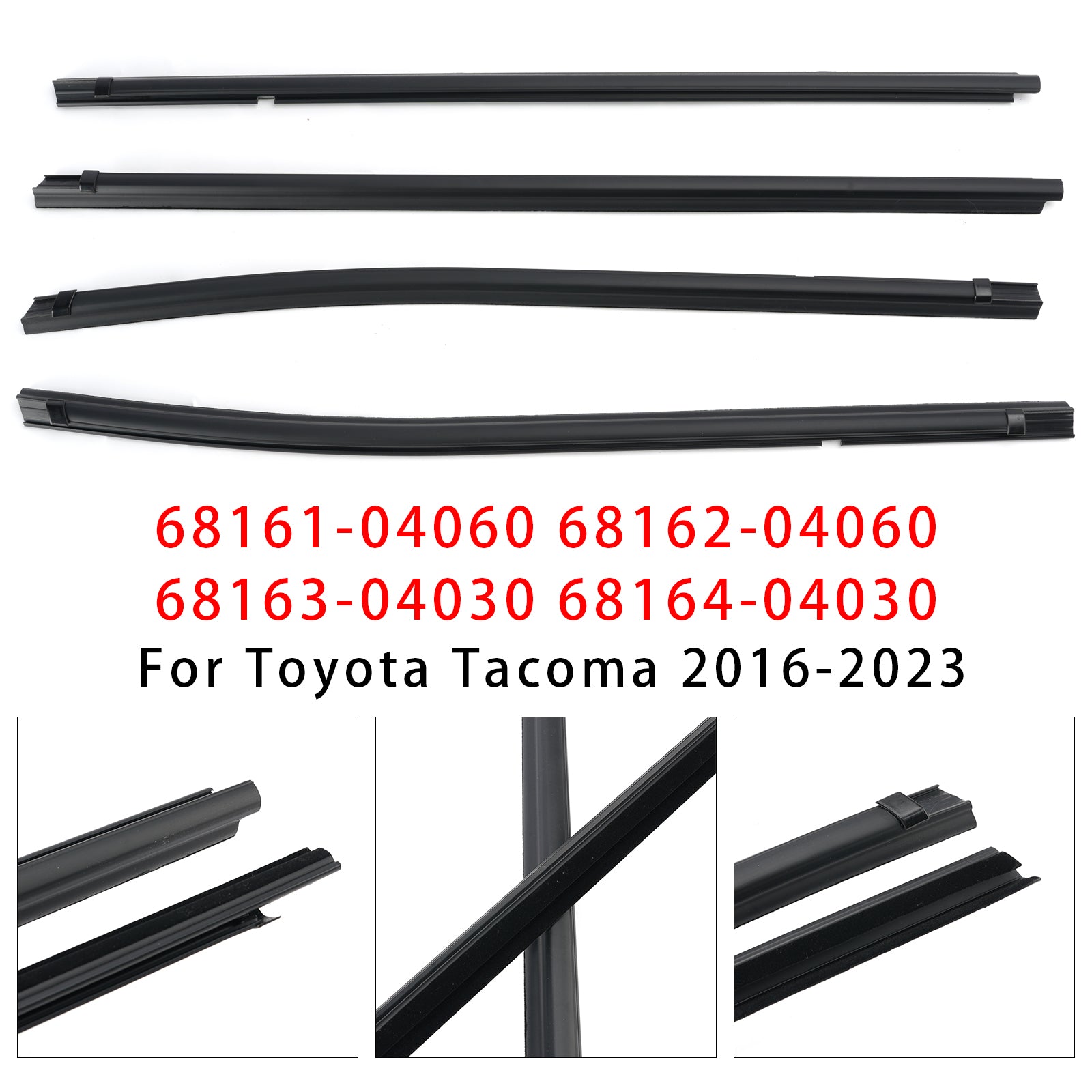 4PCS Door Weatherstrips 68161-04060 For Toyota Tacoma 2016-2023