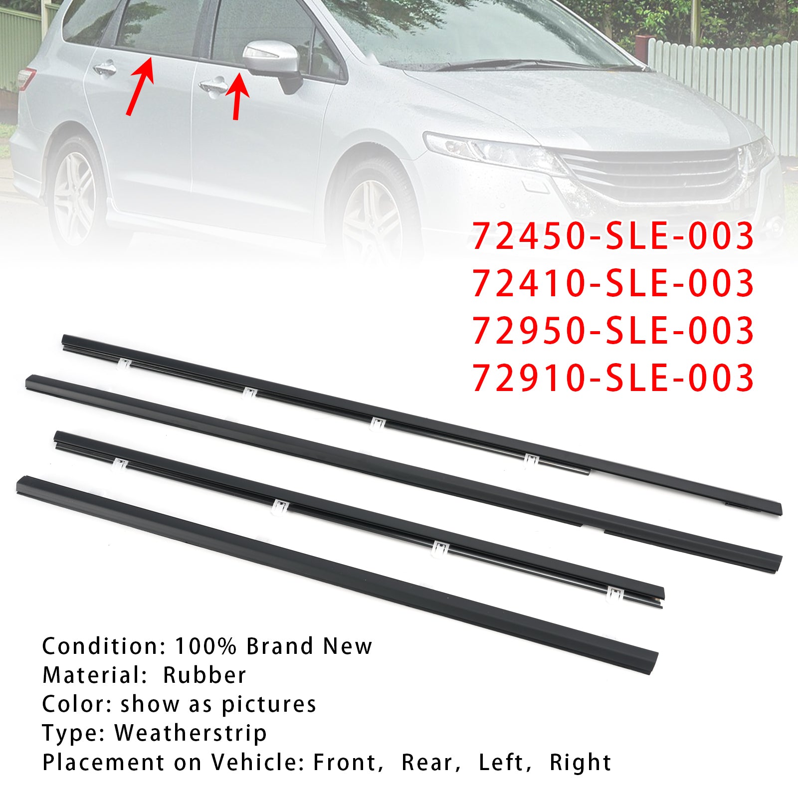4PCS Weatherstrip Window Molding Trim Seal Belt For Honda Odyssey 2009-2014