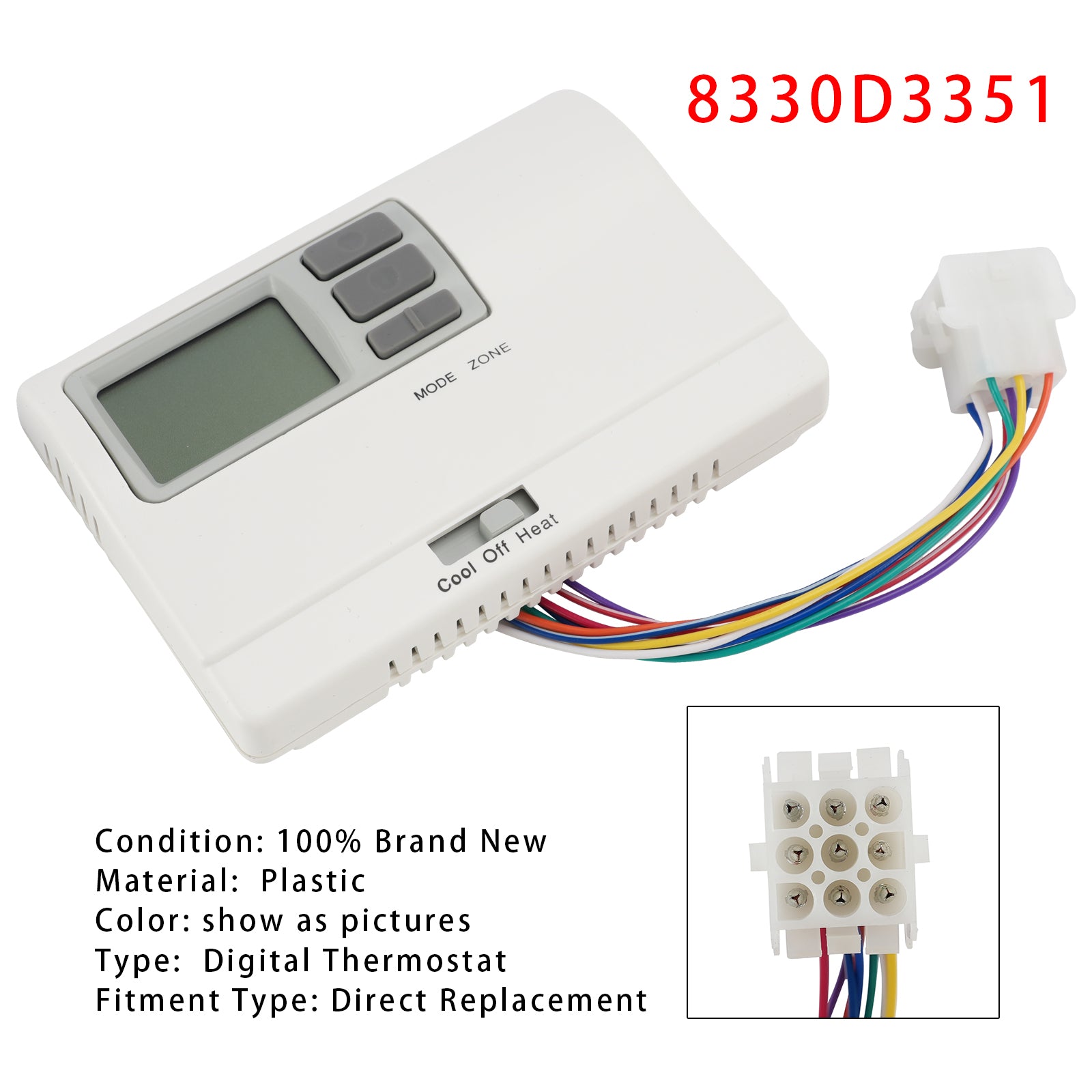 8330D3351 Digital Thermostat Rv Thermostat Heat/Cool WallMount White For Coleman