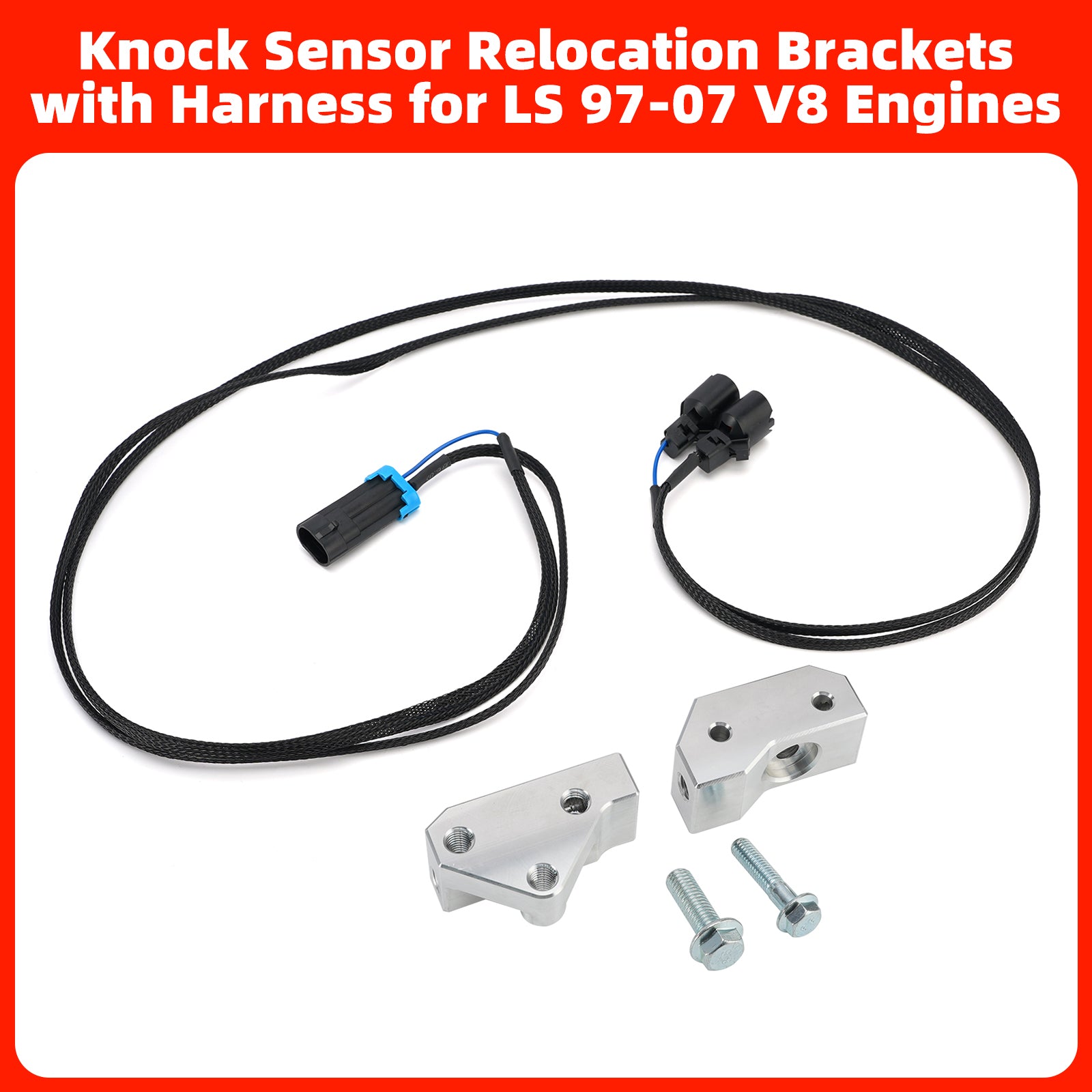 Knock Sensor Relocation Brackets with Harness for LS 97-07 V8 Engines