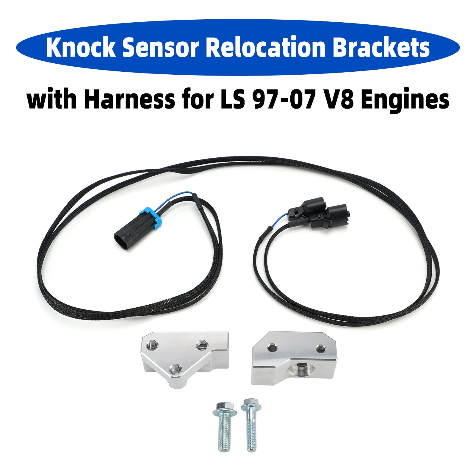 Knock Sensor Relocation Brackets with Harness for LS 97-07 V8 Engines
