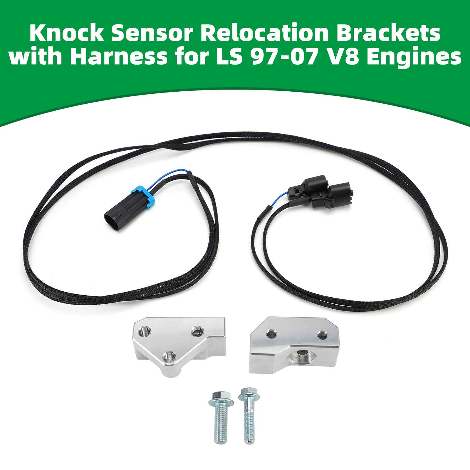 Knock Sensor Relocation Brackets with Harness for LS 97-07 V8 Engines