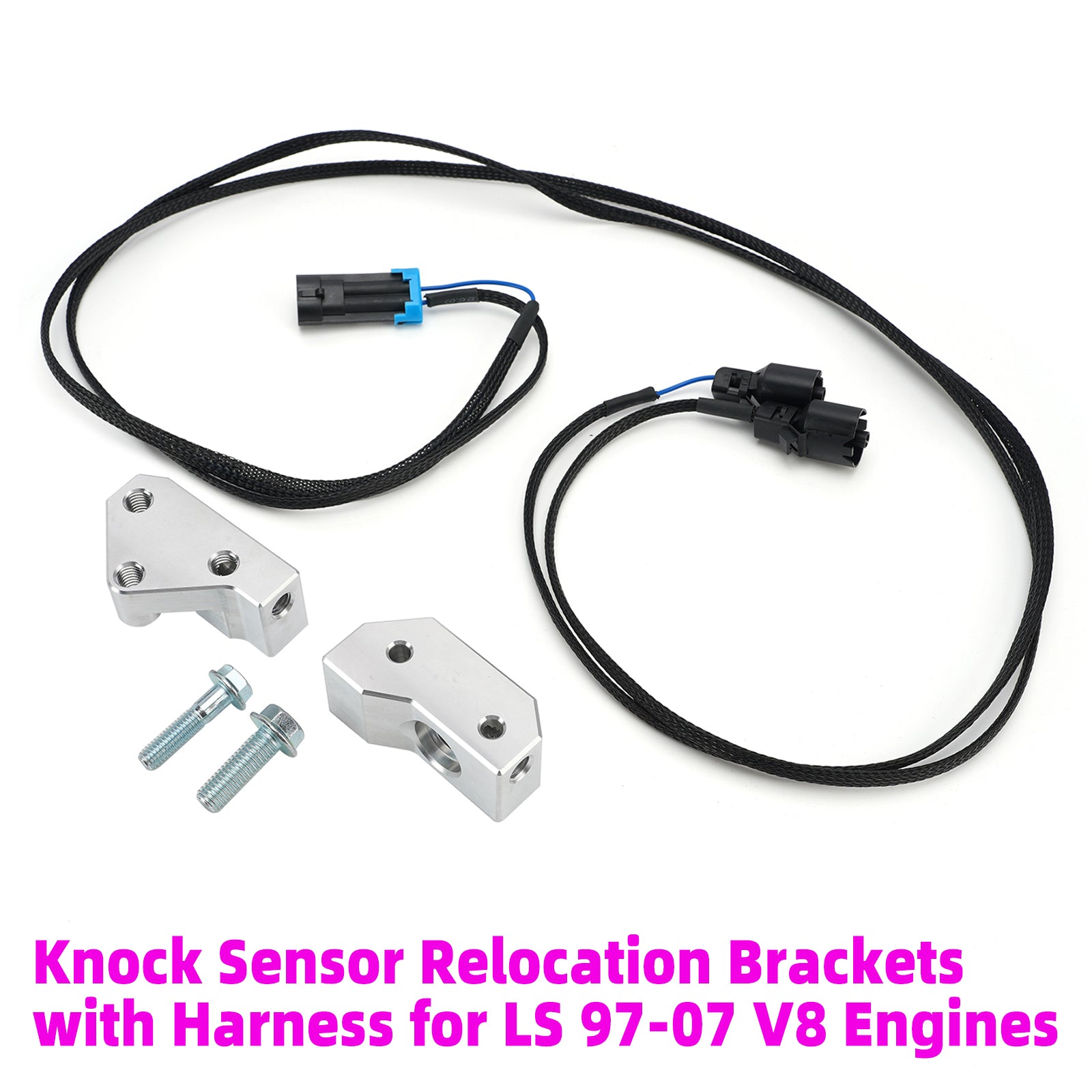 Knock Sensor Relocation Brackets with Harness for LS 97-07 V8 Engines